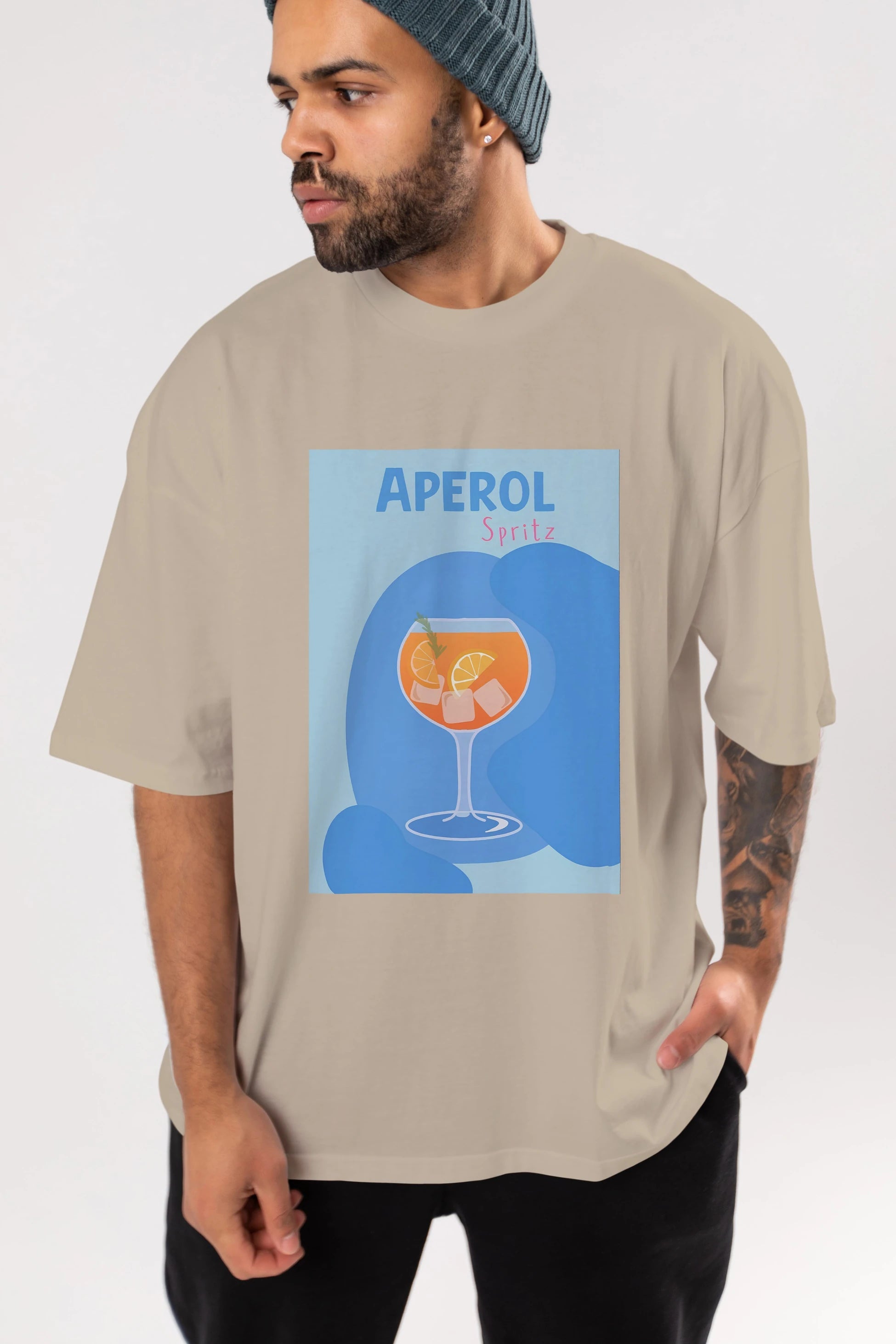 Aperol Spritz 10 Ön Baskılı Oversize t-shirt Erkek Kadın Unisex %100 Pamuk Bisiklet Yaka tişort