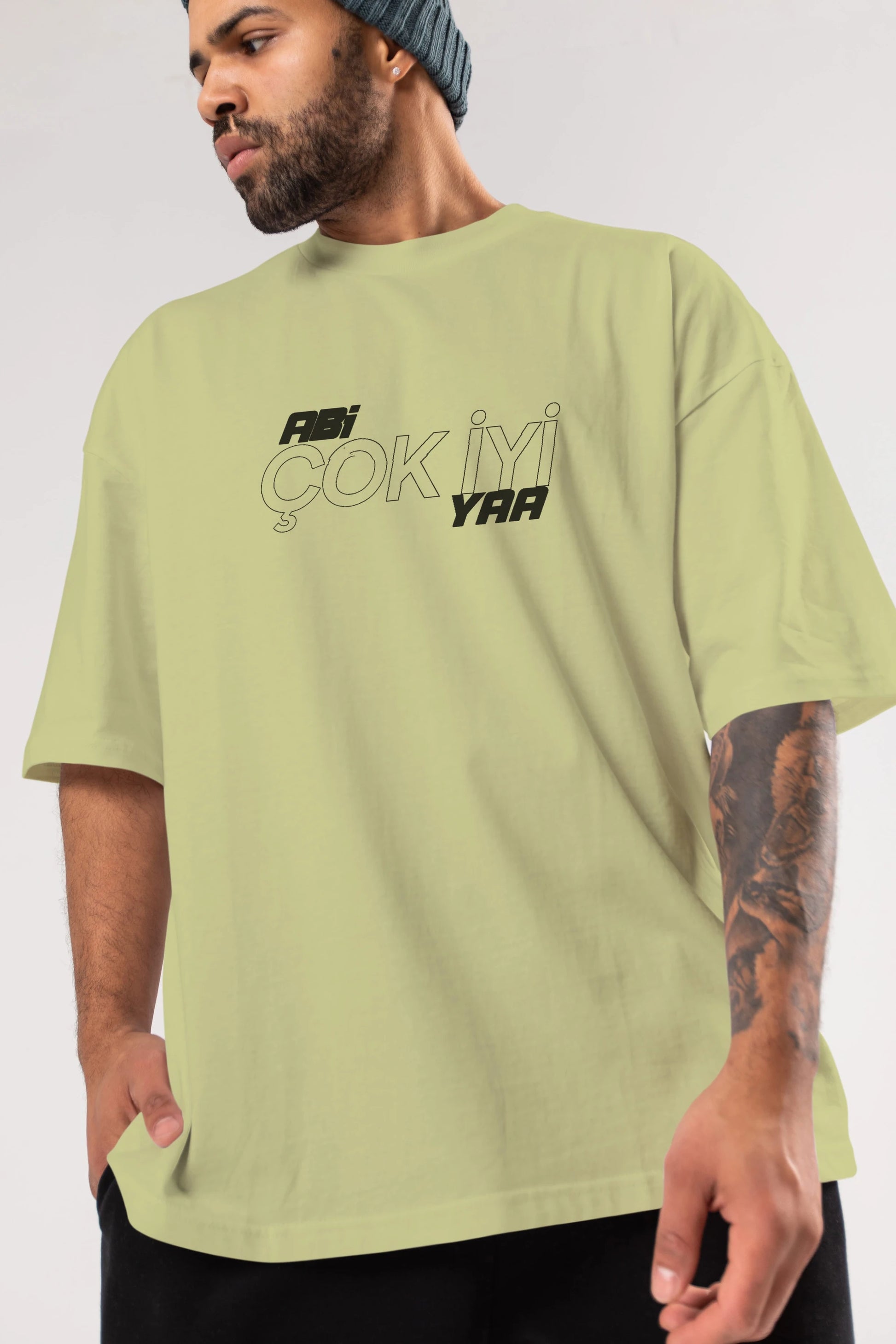 Abi Çok İyi Ya Ön Baskılı Oversize t-shirt %100 pamuk Erkek Kadın Unisex