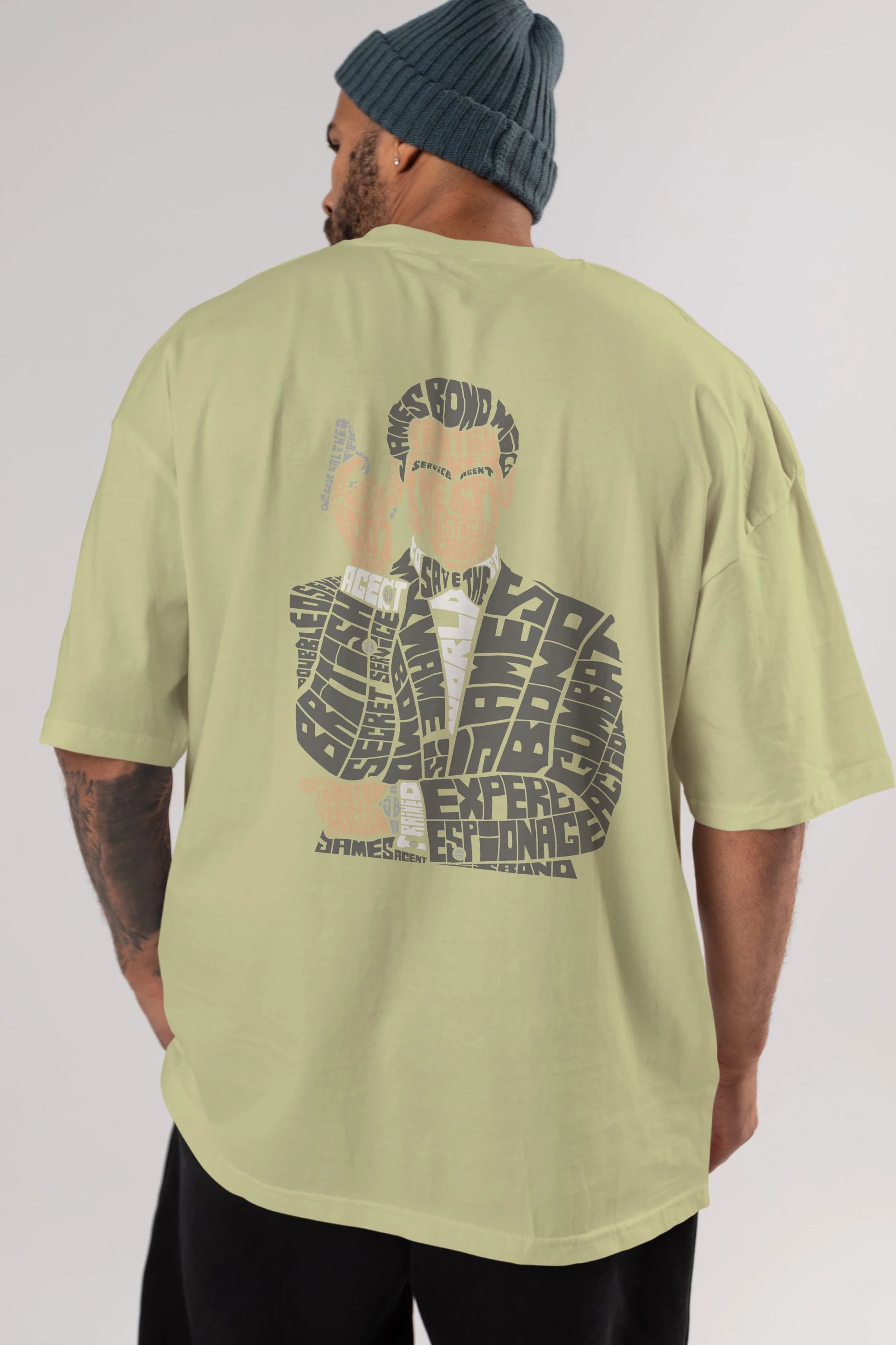 James Bond Arka Baskılı Oversize t-shirt %100 pamuk Erkek Kadın Unisex