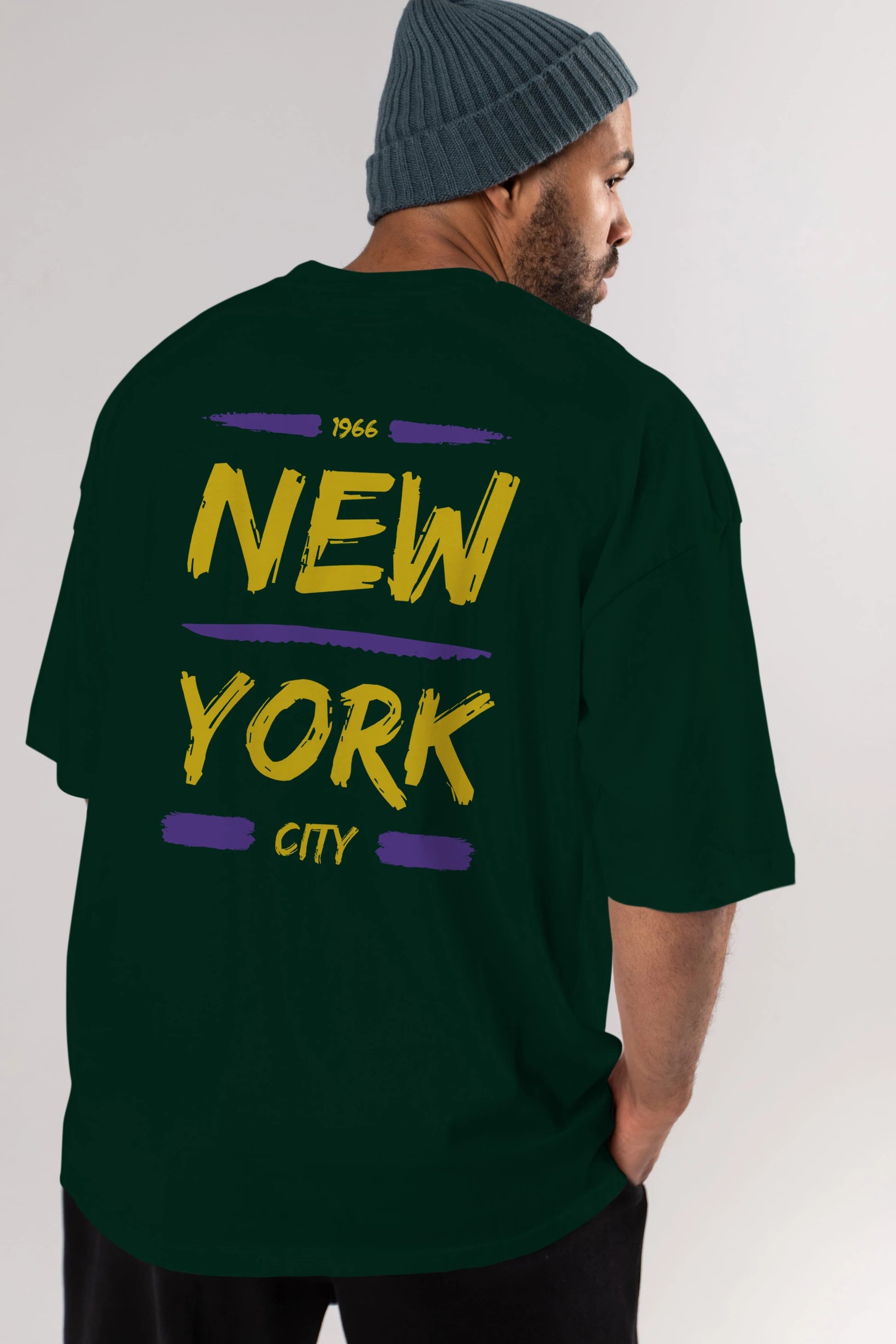New York City 2 Arka Baskılı Oversize t-shirt Erkek Kadın Unisex