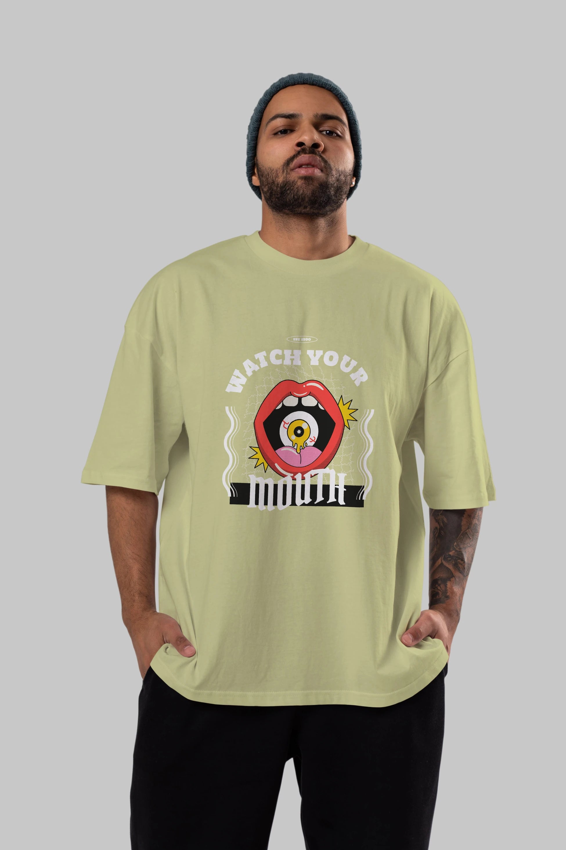 Watch Your Mouth Ön Baskılı Oversize t-shirt Erkek Kadın Unisex