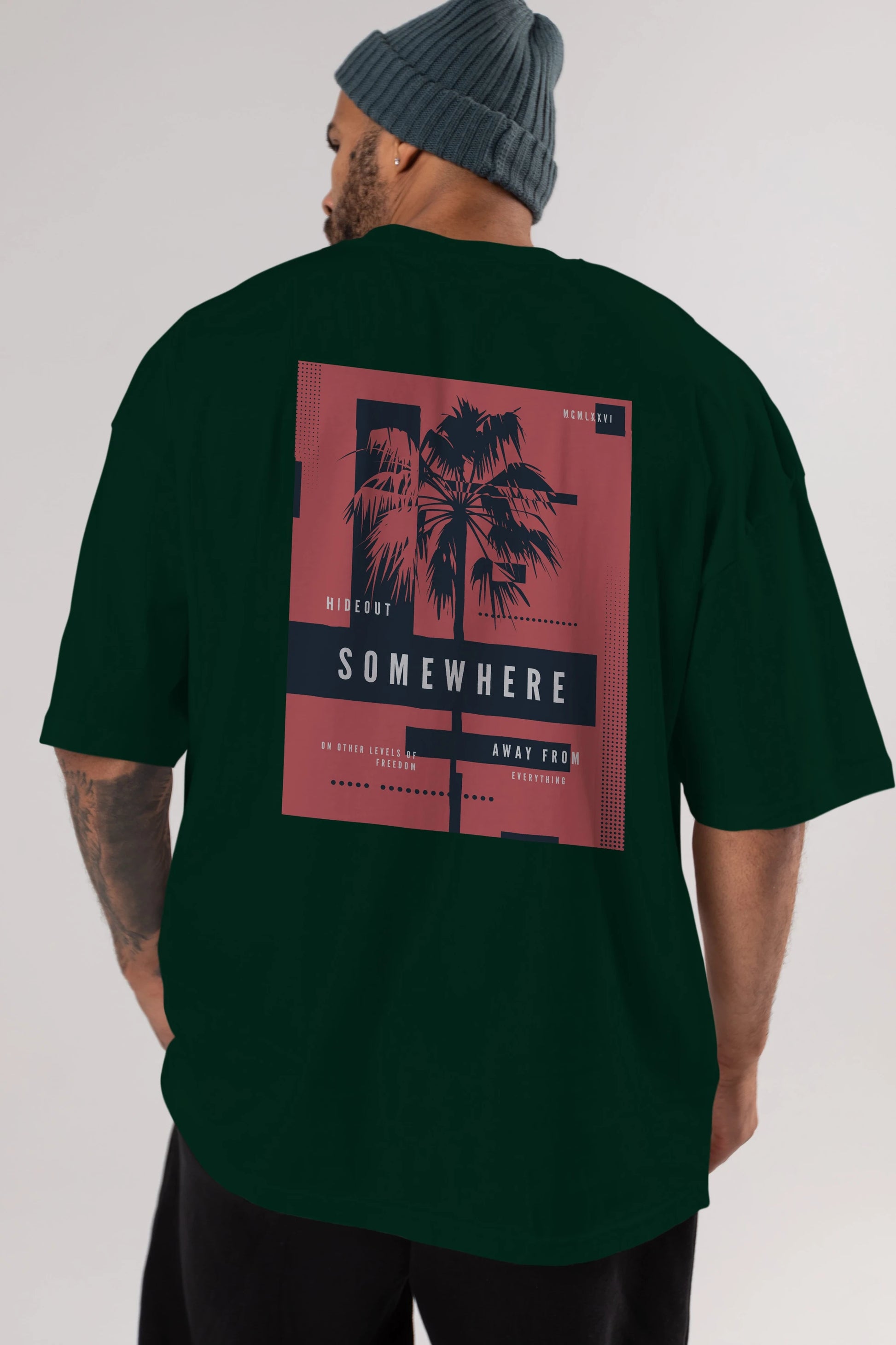 Hideout Somewhere Arka Baskılı Oversize t-shirt Erkek Kadın Unisex