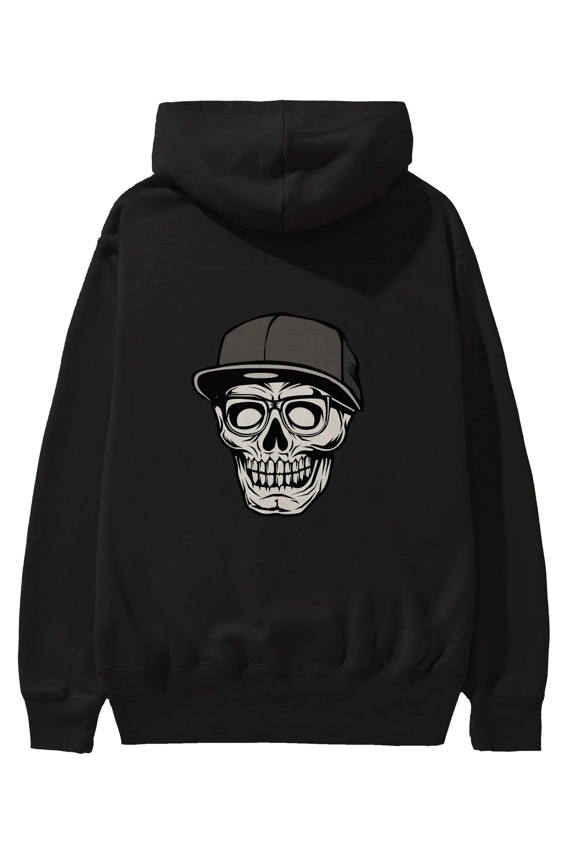 Skull With Hat Arka Baskılı Hoodie Oversize Kapüşonlu Sweatshirt Erkek Kadın Unisex