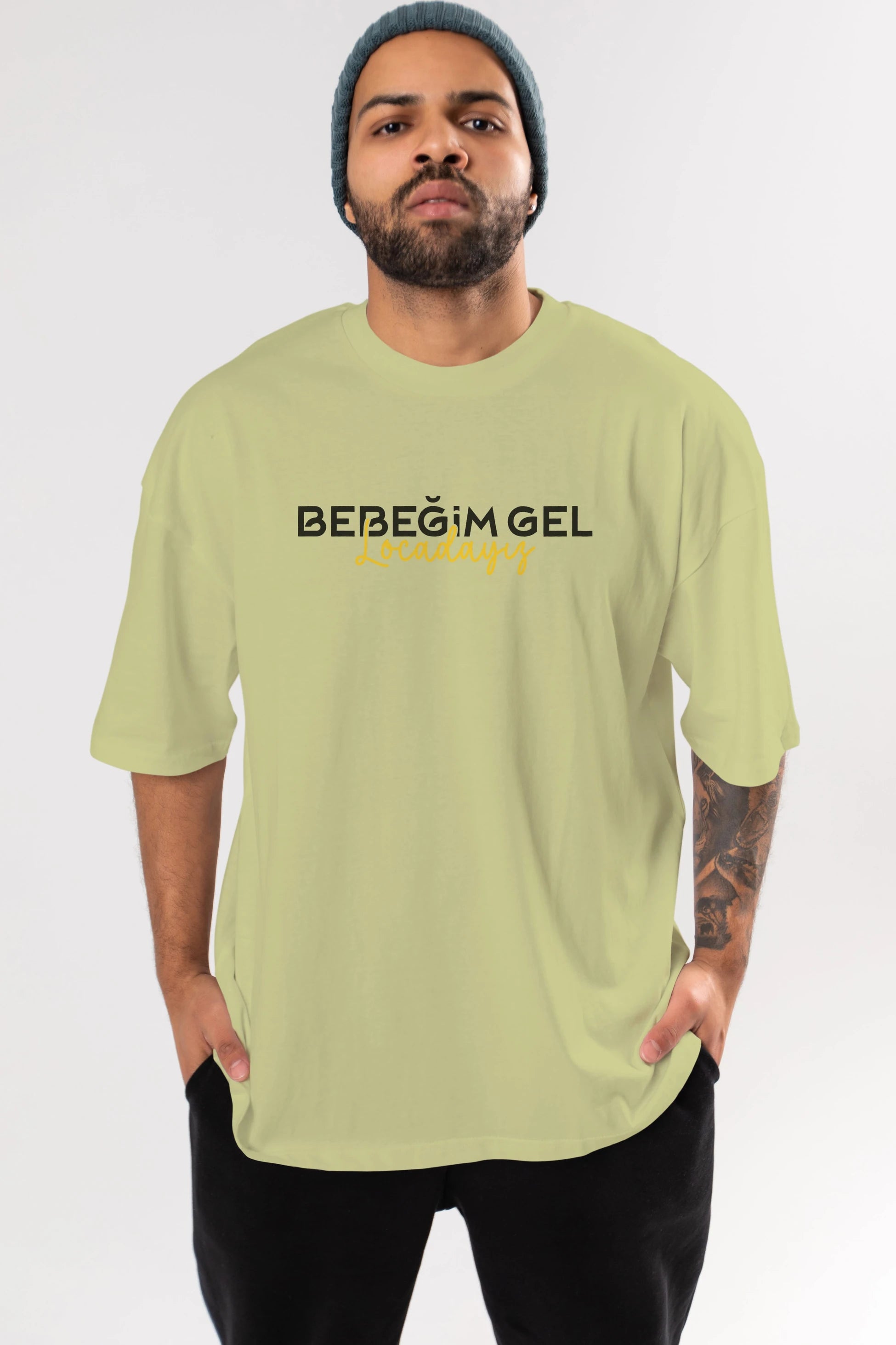 Bebeğim Gel Locadayız Ön Baskılı Oversize t-shirt %100 pamuk Erkek Kadın Unisex