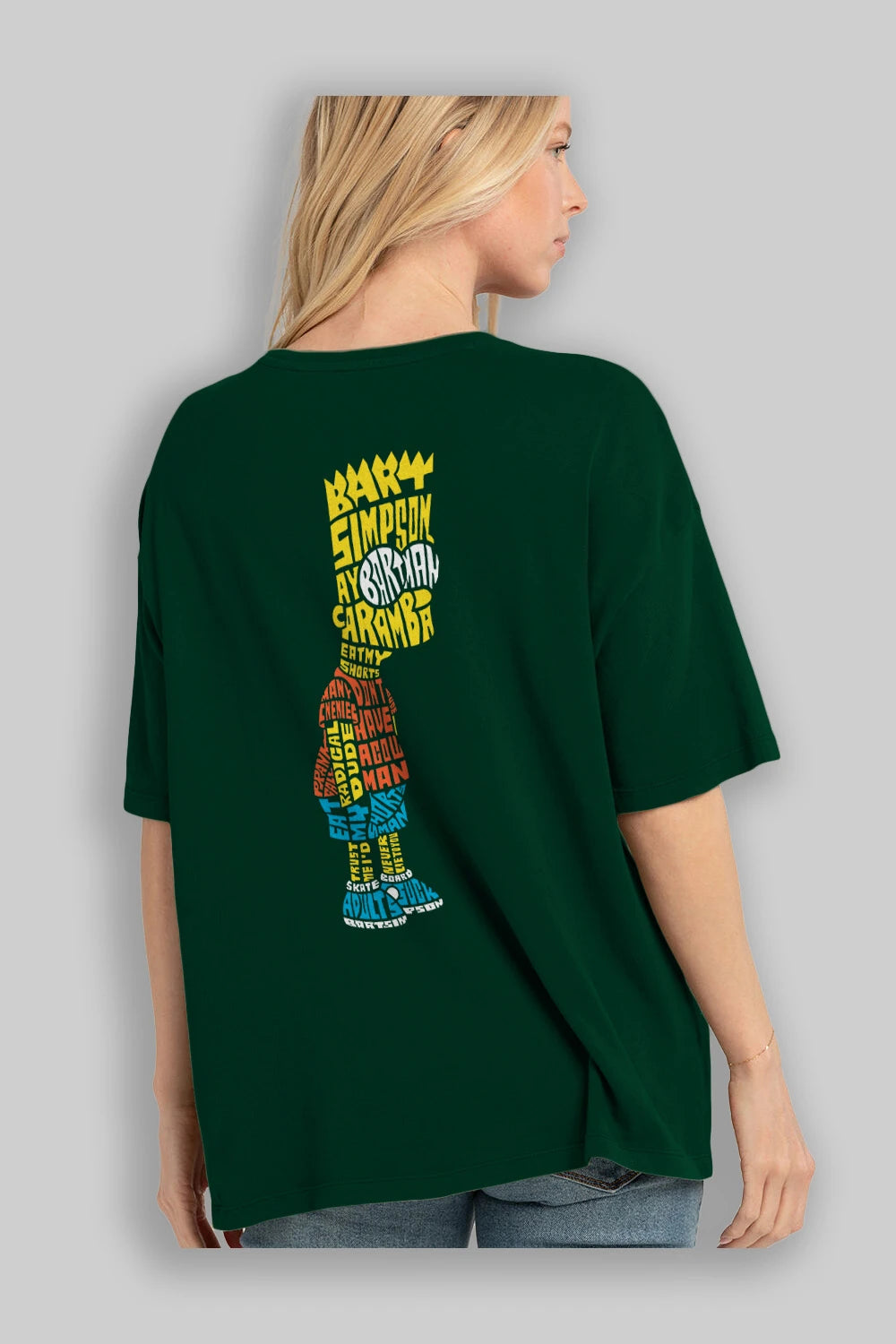 Bart Simpson Arka Baskılı Oversize t-shirt %100 pamuk Erkek Kadın Unisex