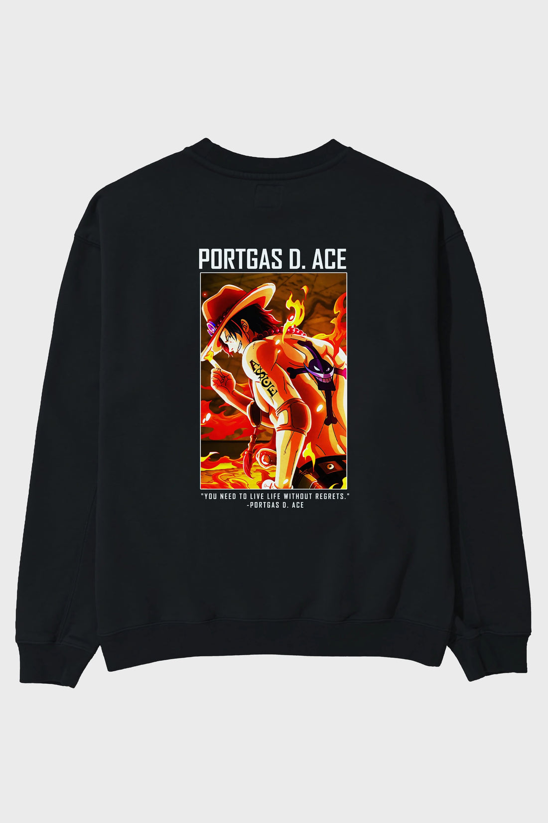 Portgas D. Ace Arka Baskılı Anime Oversize Sweatshirt Erkek Kadın Unisex
