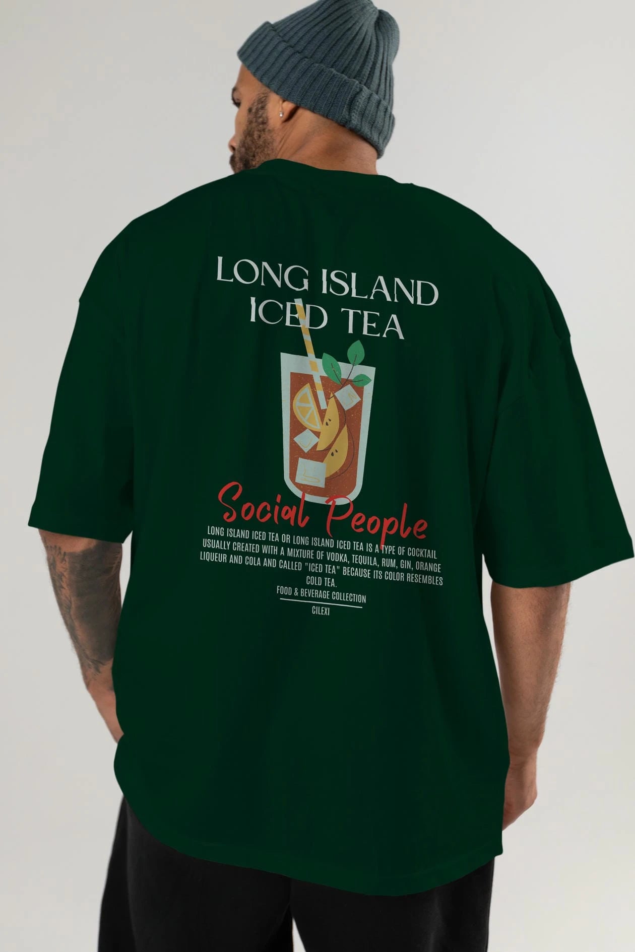 Long Island ıced tea Kokteyl Serisi Baskılı Oversize t-shirt Erkek Kadın Unisex %100 Pamuk Bisiklet Yaka tişort
