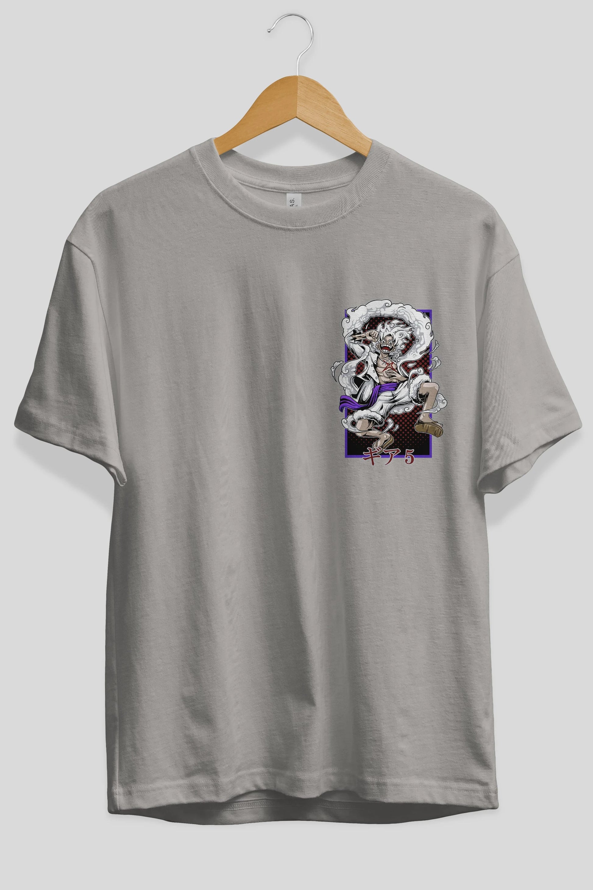 LUFFY GEAR 5 RECUADRO Ön Sol Baskılı Oversize t-shirt Erkek Kadın Unisex %100 Pamuk Bisiklet Yaka tişort