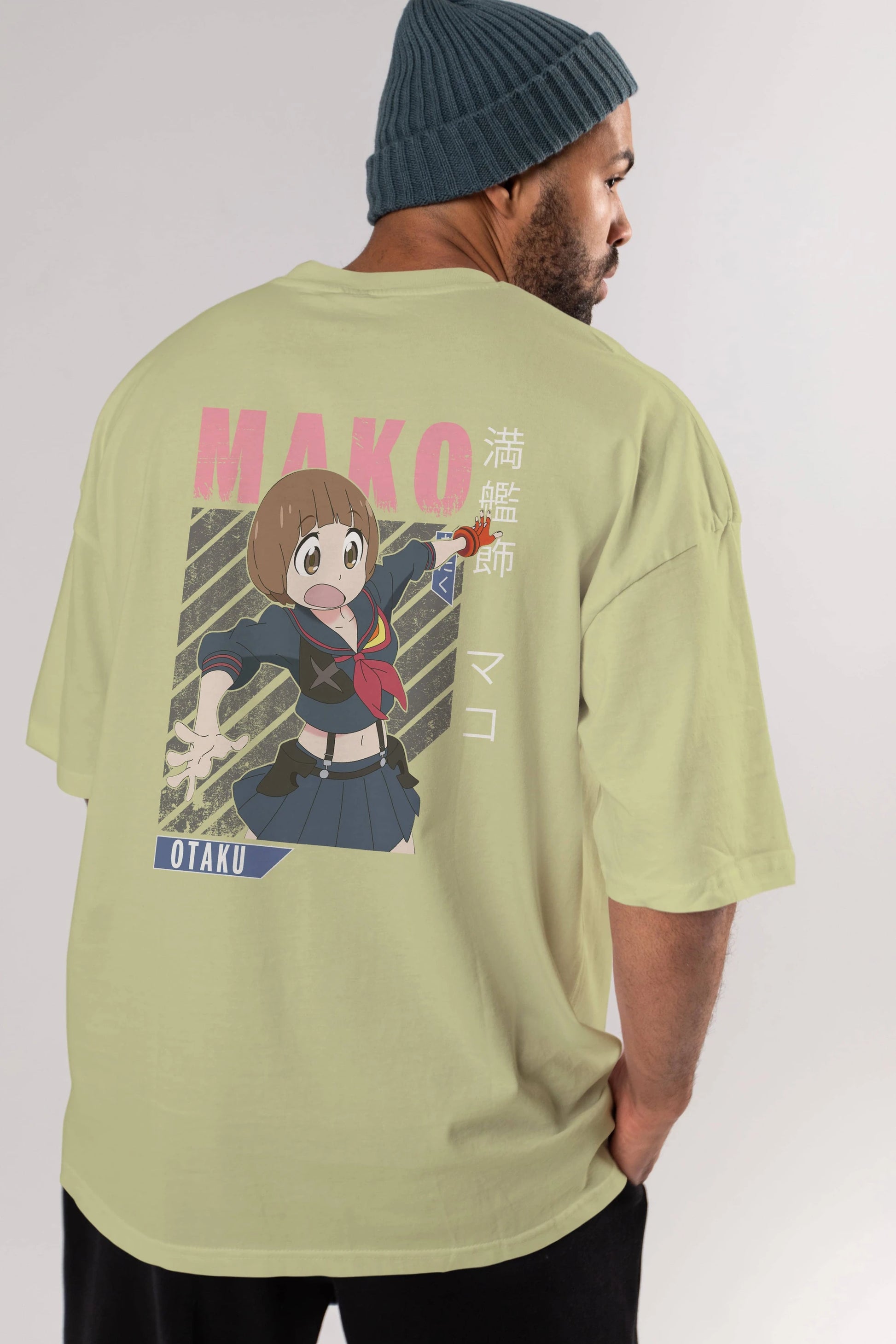 Mako Mankanshoku 2 Anime Arka Baskılı Oversize t-shirt Erkek Kadın Unisex