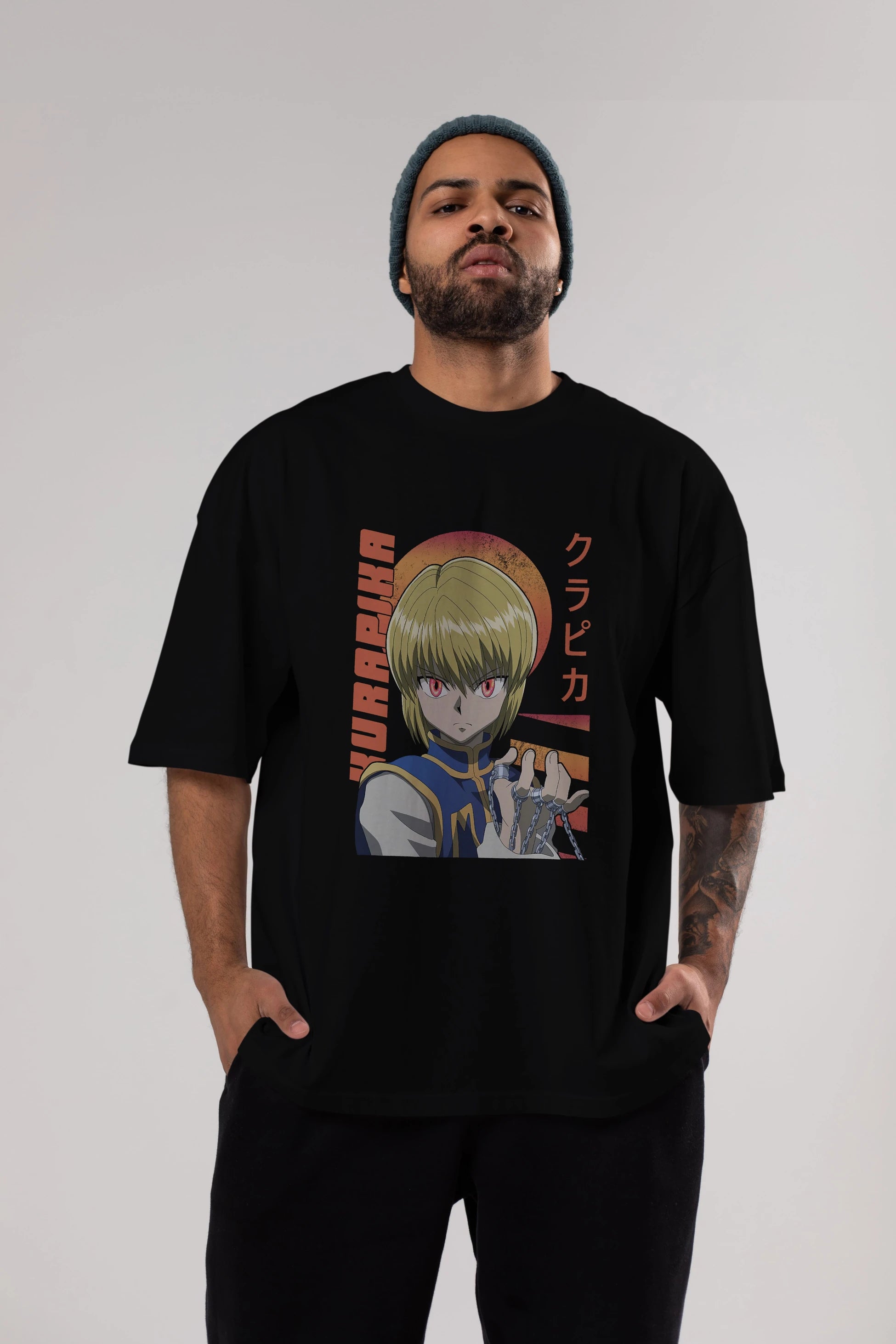 Kurapika 5 (2) Anime Ön Baskılı Oversize t-shirt %100 pamuk Erkek Kadın Unisex