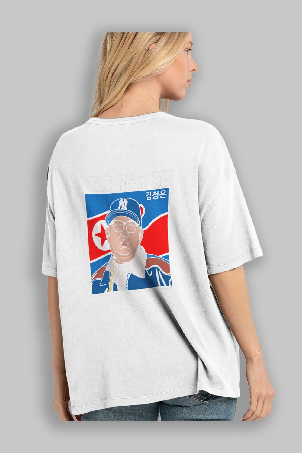 King Jong Swag Arka Baskılı Oversize t-shirt Erkek Kadın Unisex %100 Pamuk tişort