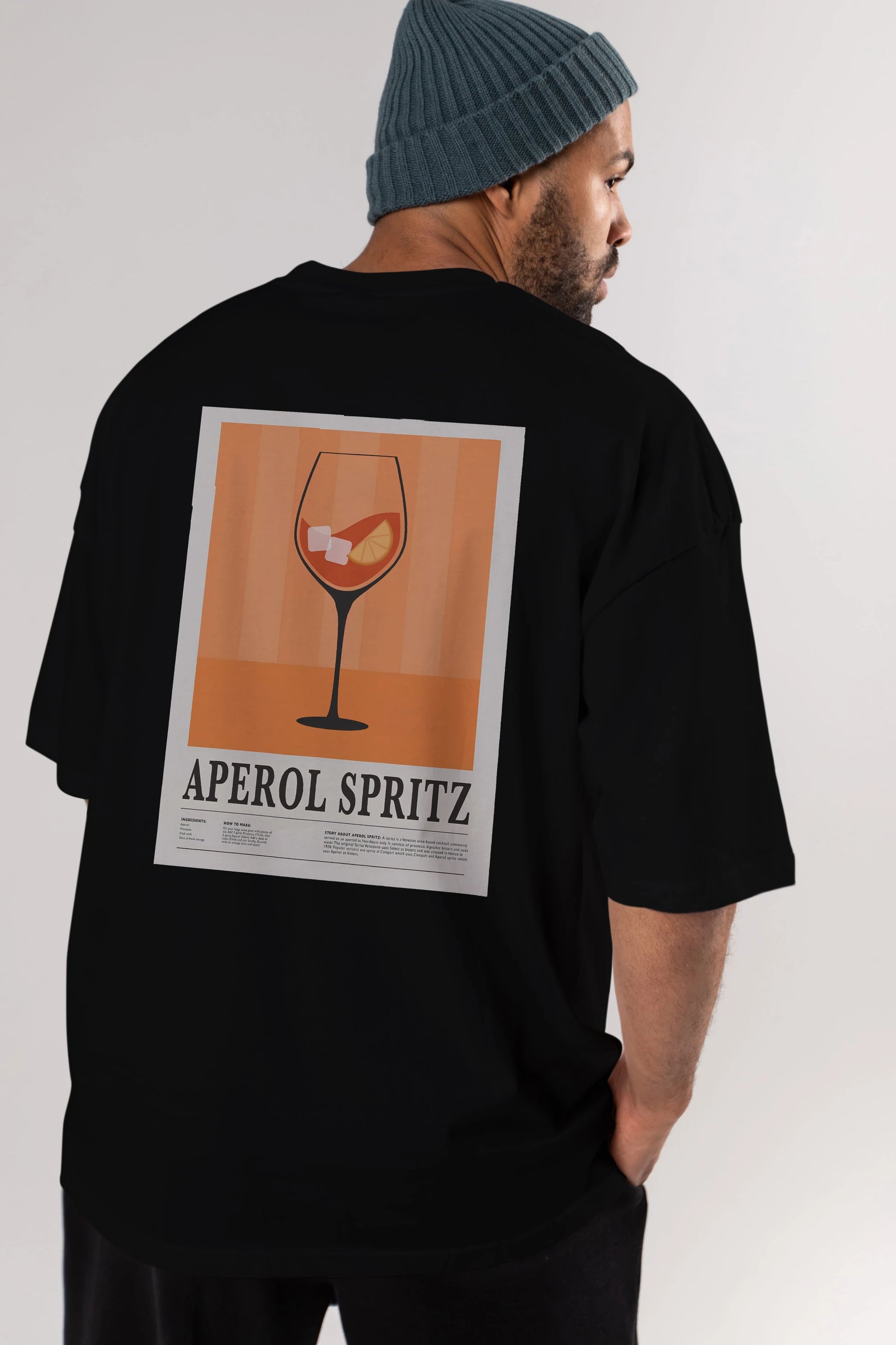 Aperol Spritz 8 Arka Baskılı Oversize t-shirt Erkek Kadın Unisex %100 Pamuk Bisiklet Yaka tişort