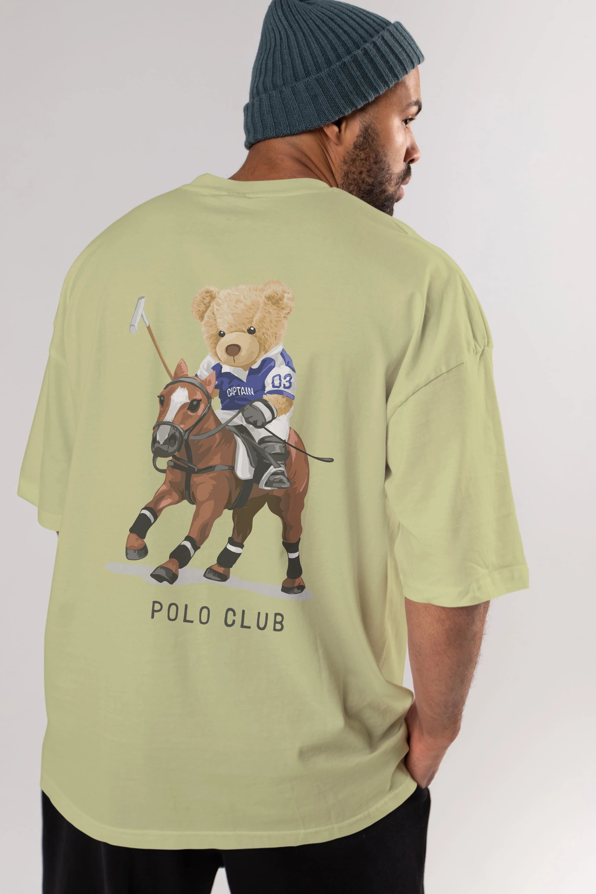 Teddy Bear Polo Club Arka Baskılı Oversize t-shirt Erkek Kadın Unisex %100 Pamuk