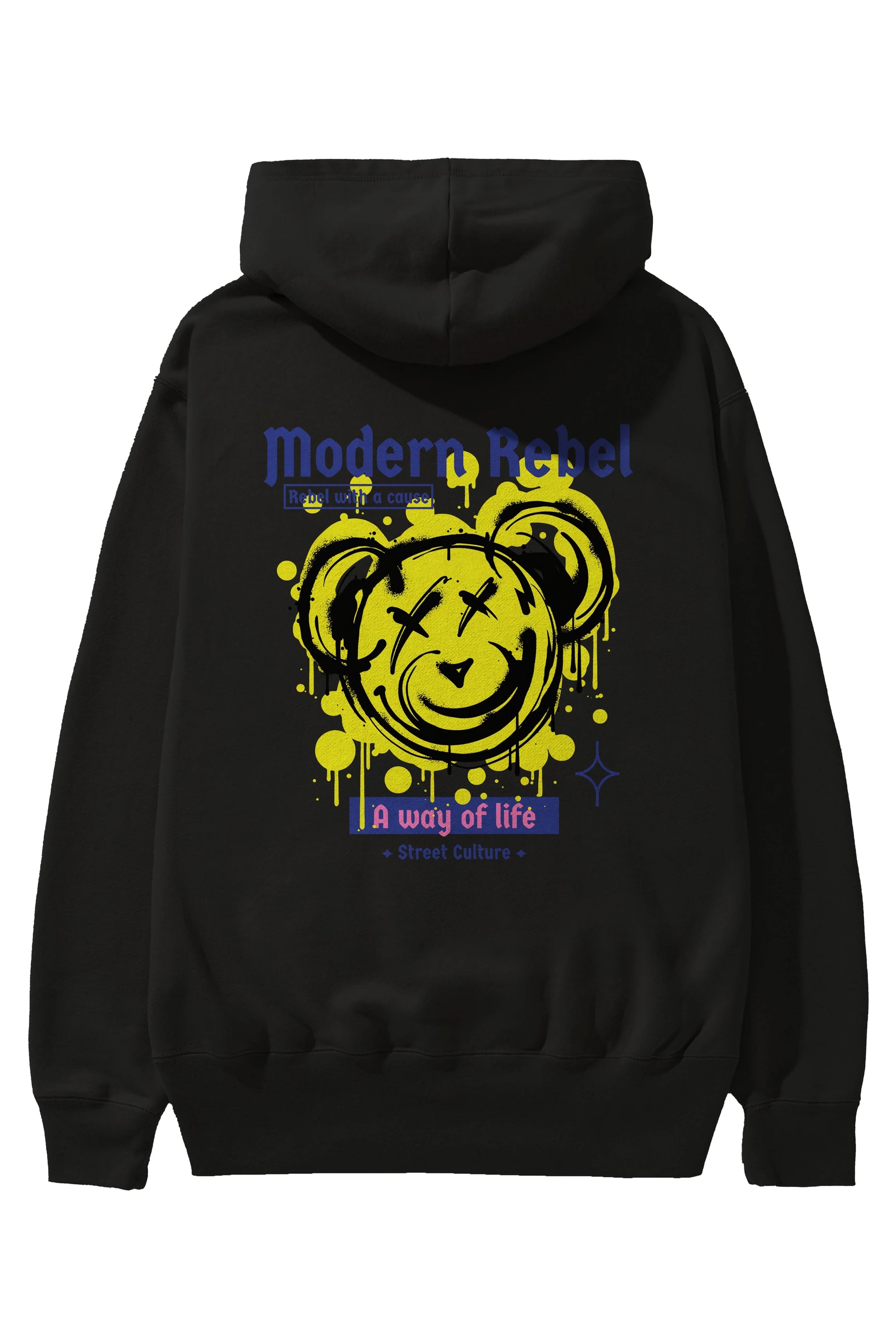 Modern Rebel Bear Arka Baskılı Hoodie Oversize Kapüşonlu Sweatshirt Erkek Kadın Unisex