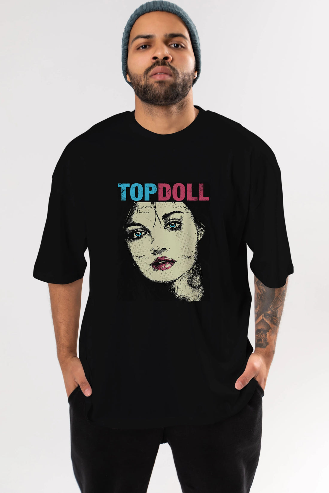 Topdoll Streetwear Ön Baskılı Oversize t-shirt Erkek Kadın Unisex