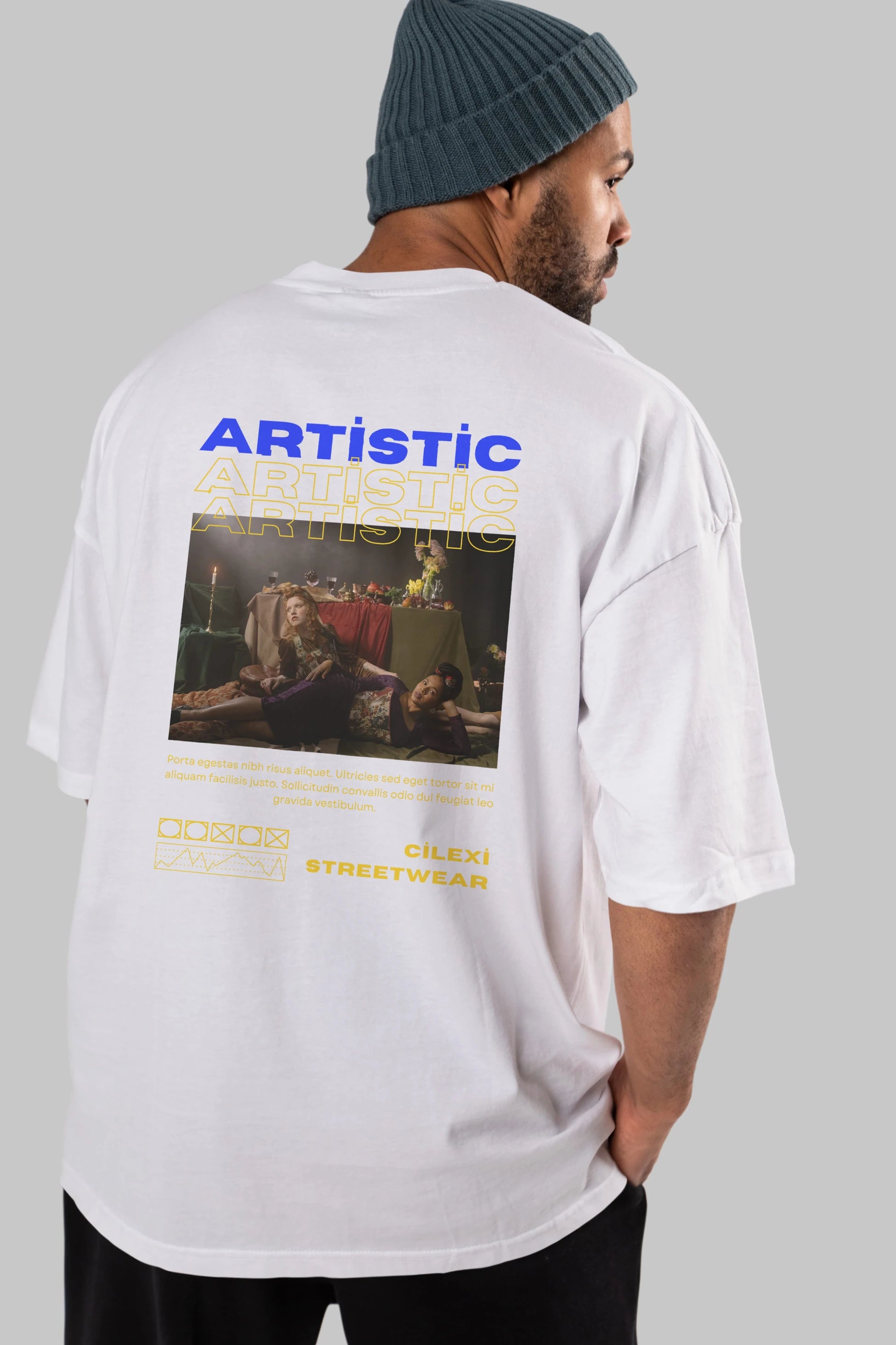 Artistic Yazılı Streetwear Arka Baskılı Oversize t-shirt Erkek Kadın Unisex