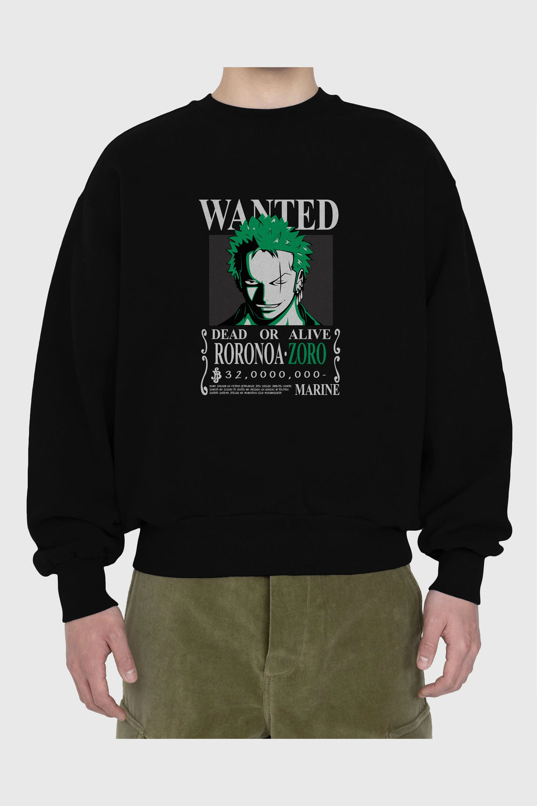 Roronoa Zoro Ön Baskılı Anime Oversize Sweatshirt Erkek Kadın Unisex