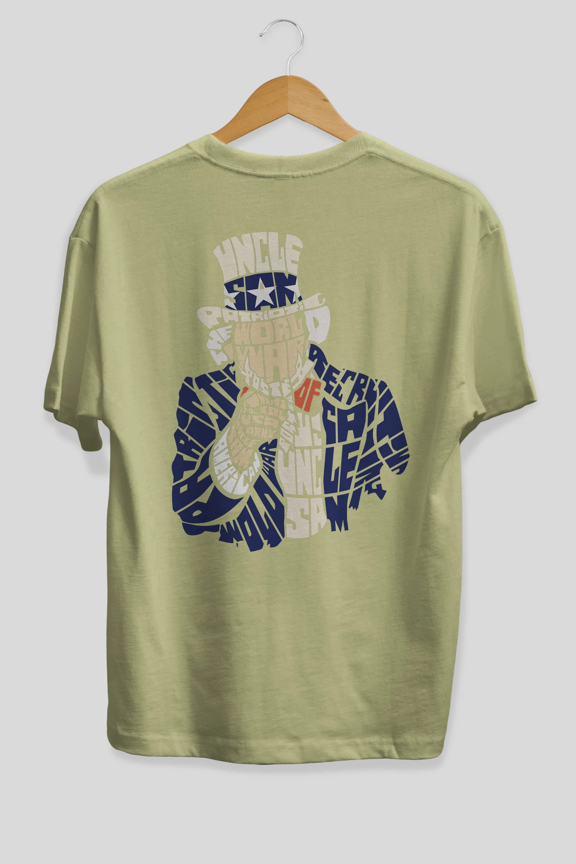 Uncle Sam Arka Baskılı Oversize t-shirt %100 pamuk Erkek Kadın Unisex