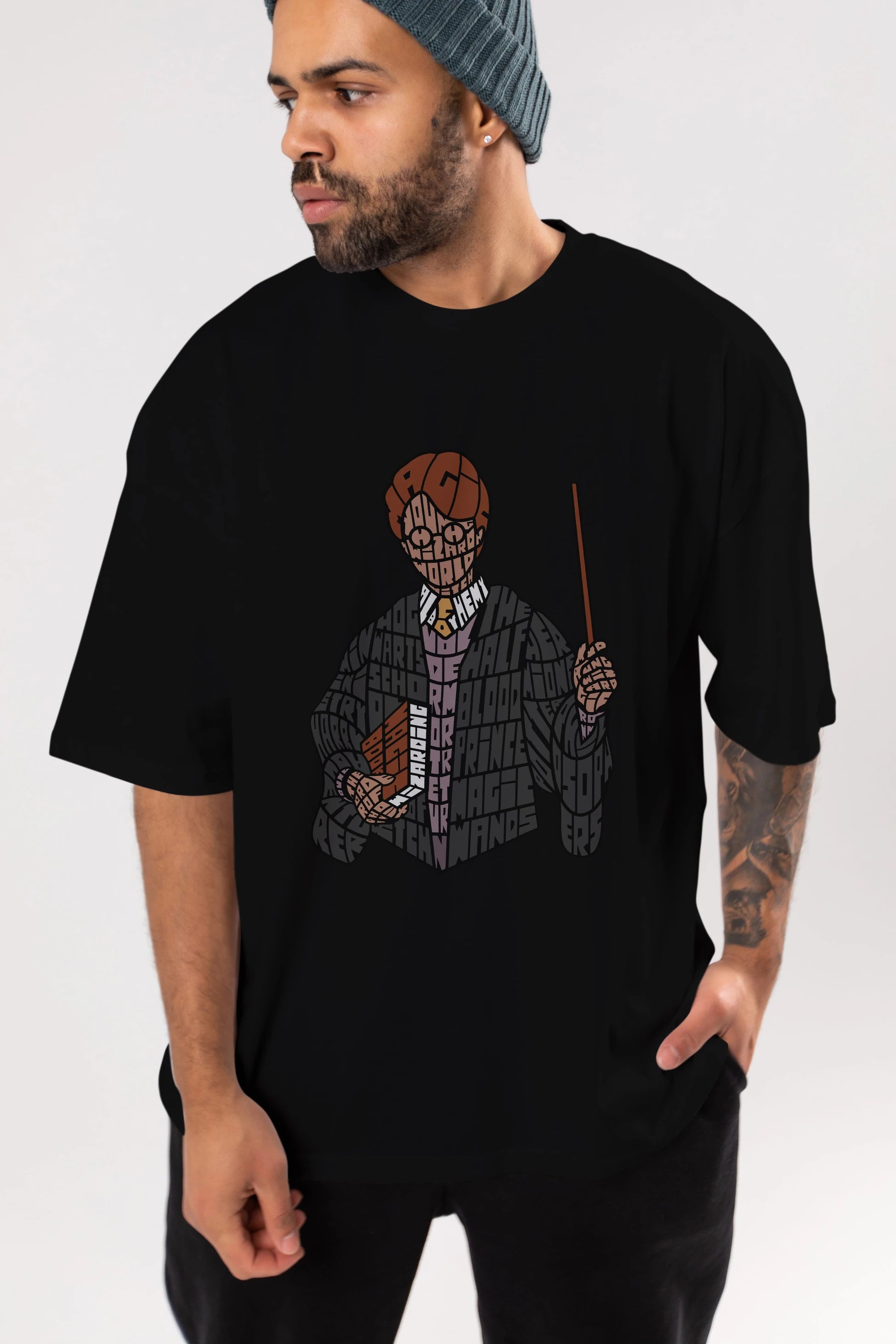 Harry Ön Baskılı Oversize t-shirt %100 pamuk Erkek Kadın Unisex