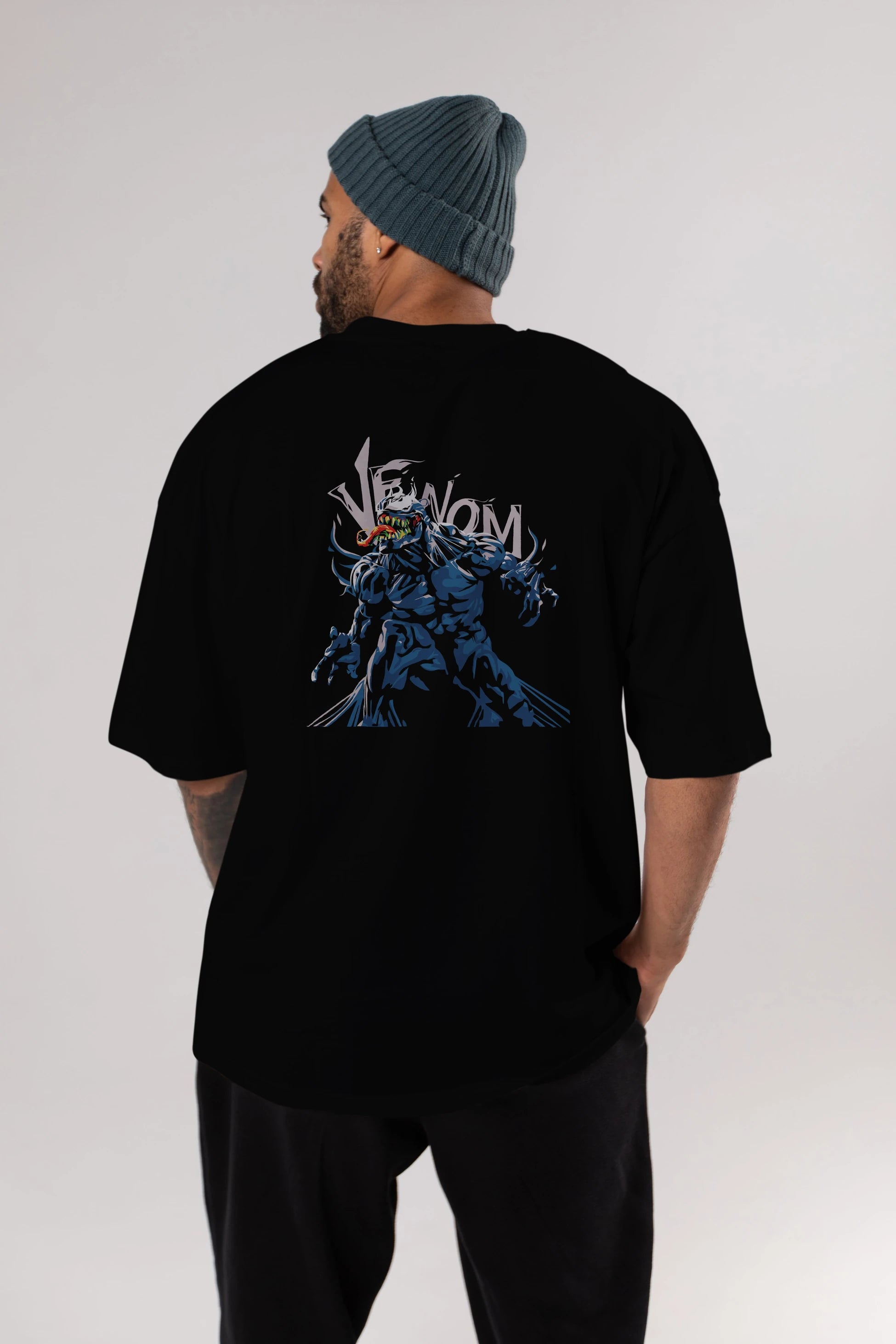 Venom (8) Arka Baskılı Oversize t-shirt Erkek Kadın Unisex %100 Pamuk Bisiklet Yaka tişort