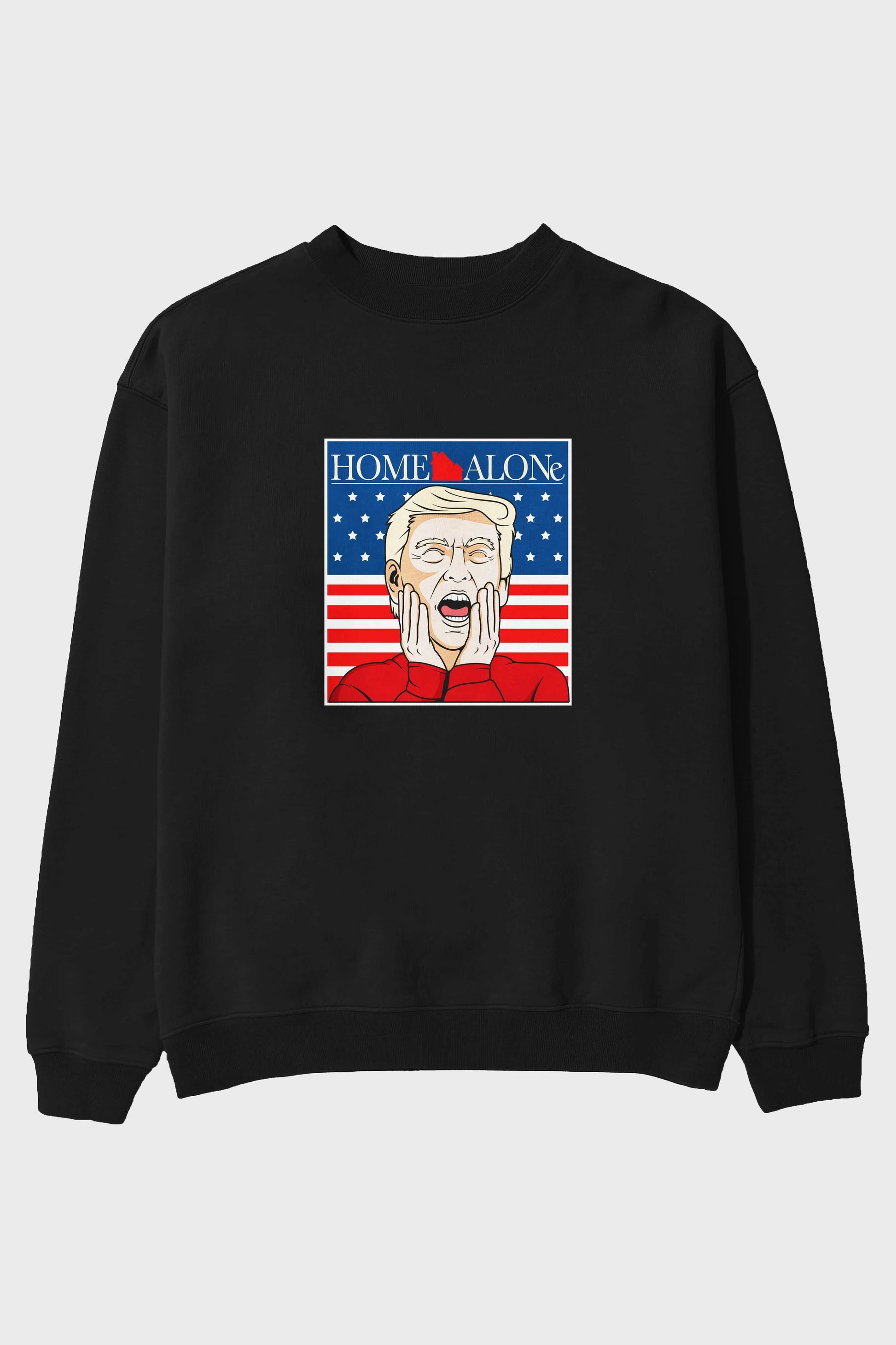 Home Alone Trump Ön Baskılı Oversize Sweatshirt Erkek Kadın Unisex