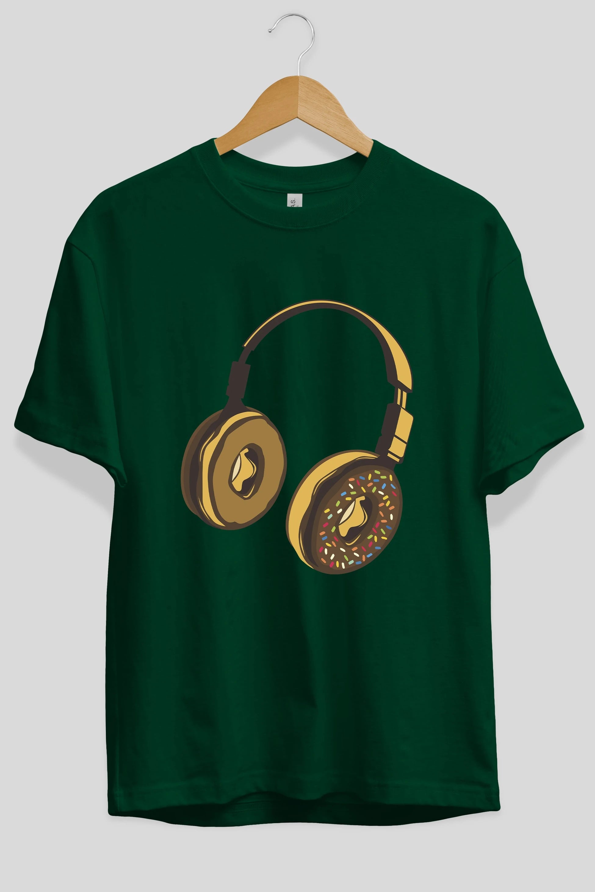 Headphone Donut Ön Baskılı Oversize t-shirt %100 pamuk Erkek Kadın Unisex