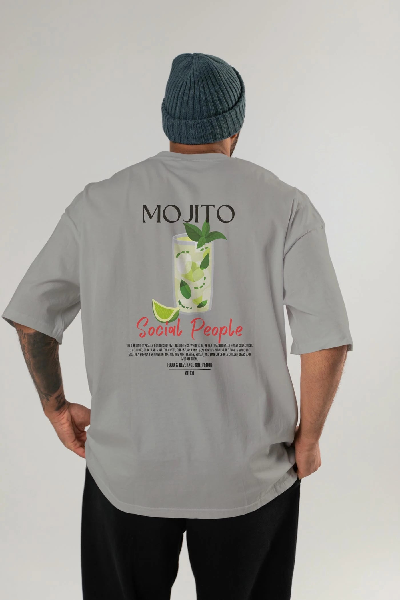 Mojıto Kokteyl Serisi Baskılı Oversize t-shirt Erkek Kadın Unisex %100 Pamuk Bisiklet Yaka tişort