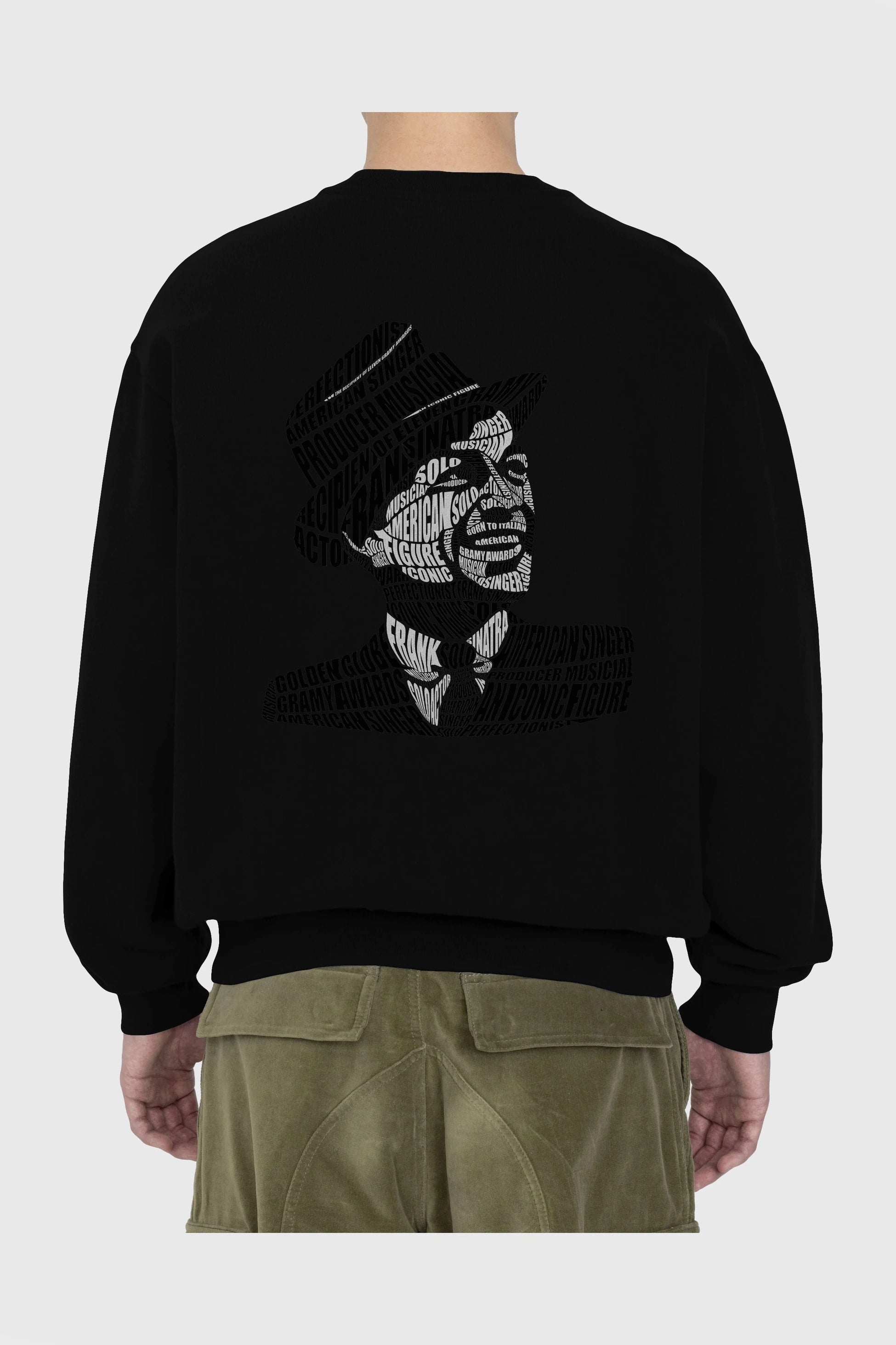 Frank Sinatra Calligram Arka Baskılı Oversize Sweatshirt Erkek Kadın Unisex