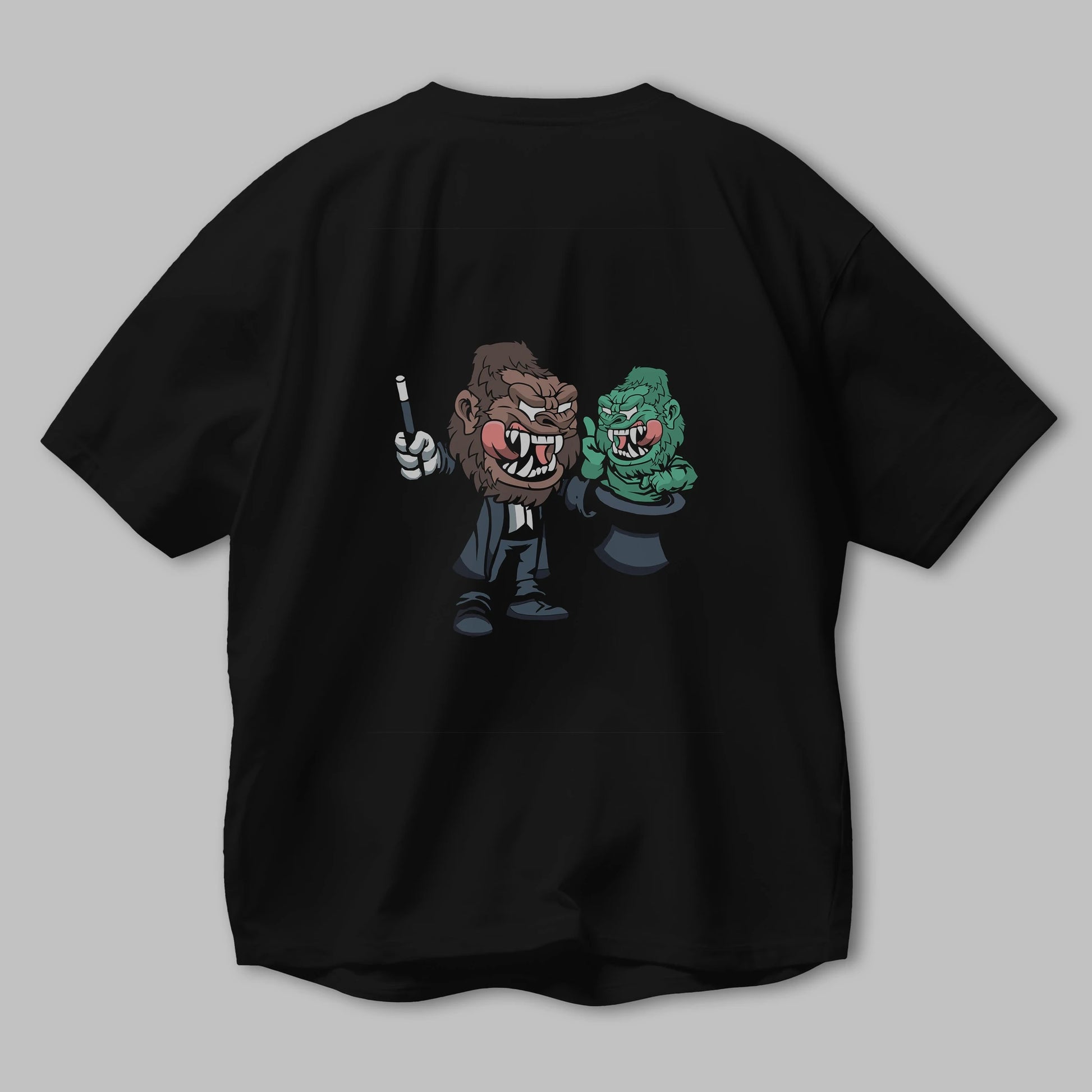 Gorilla Magician Arka Baskılı Oversize t-shirt Erkek Kadın Unisex %100 Pamuk tişort