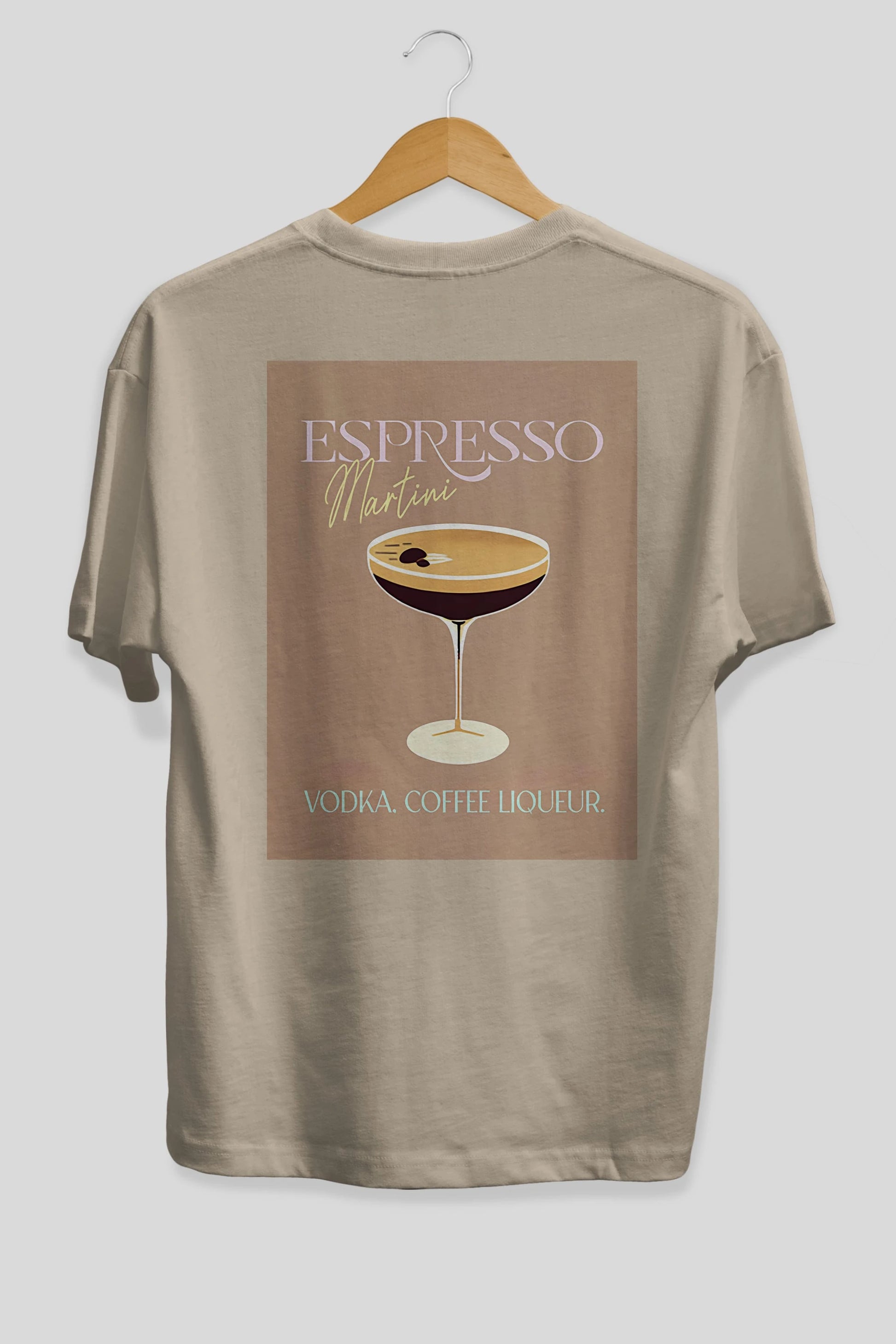 Espresso Martini Cocktail Arka Baskılı Oversize t-shirt Erkek Kadın Unisex %100 Pamuk Bisiklet Yaka tişort