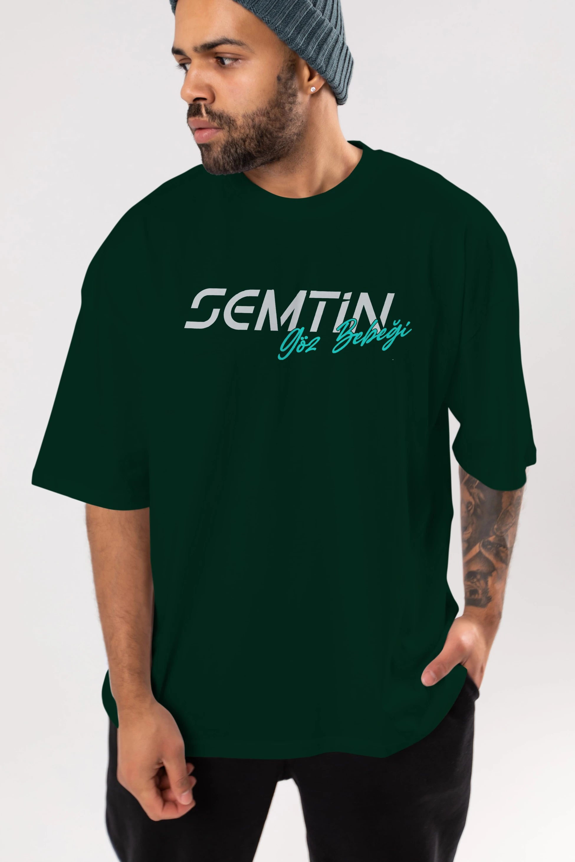 Semtin Göz Bebeği Ön Baskılı Oversize t-shirt %100 pamuk Erkek Kadın Unisex