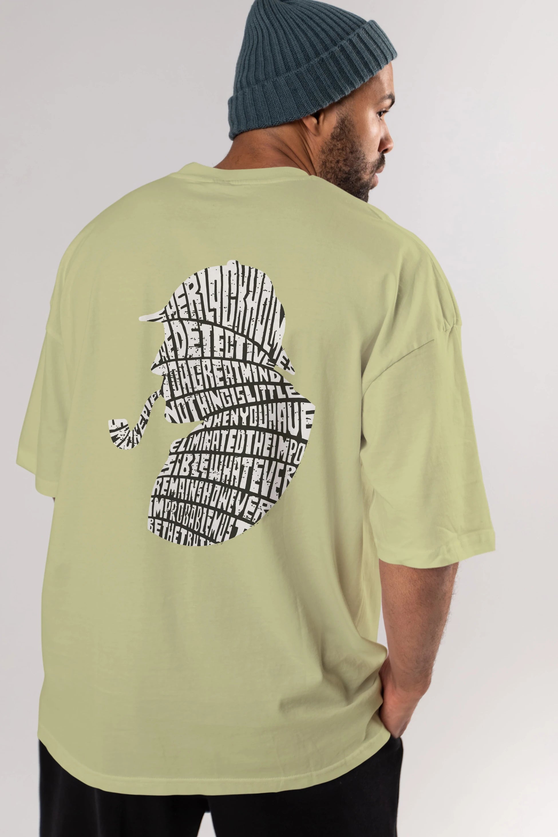Holmes Arka Baskılı Oversize t-shirt %100 pamuk Erkek Kadın Unisex