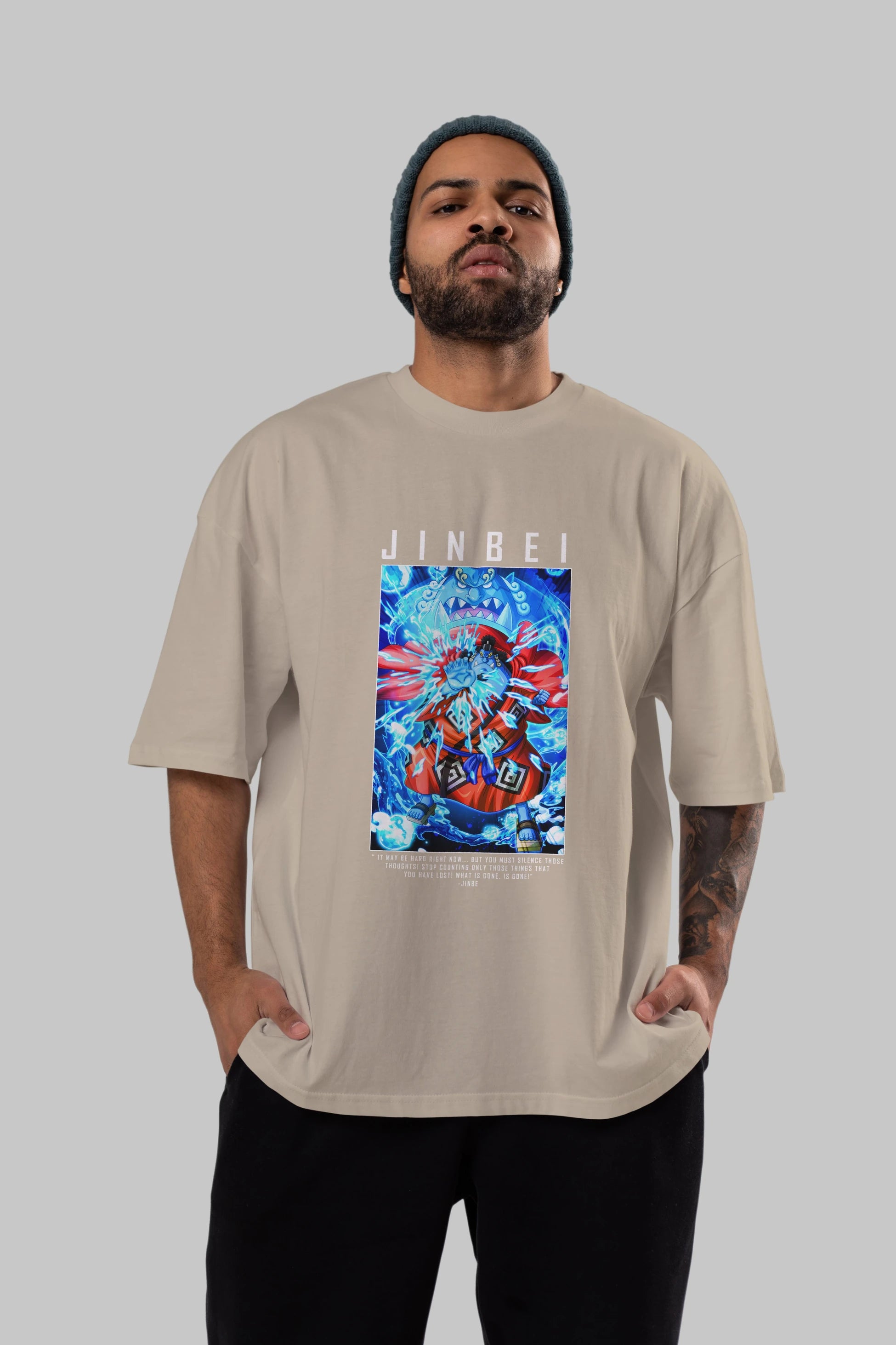 Jinbei Anime Ön Baskılı Oversize t-shirt Erkek Kadın Unisex