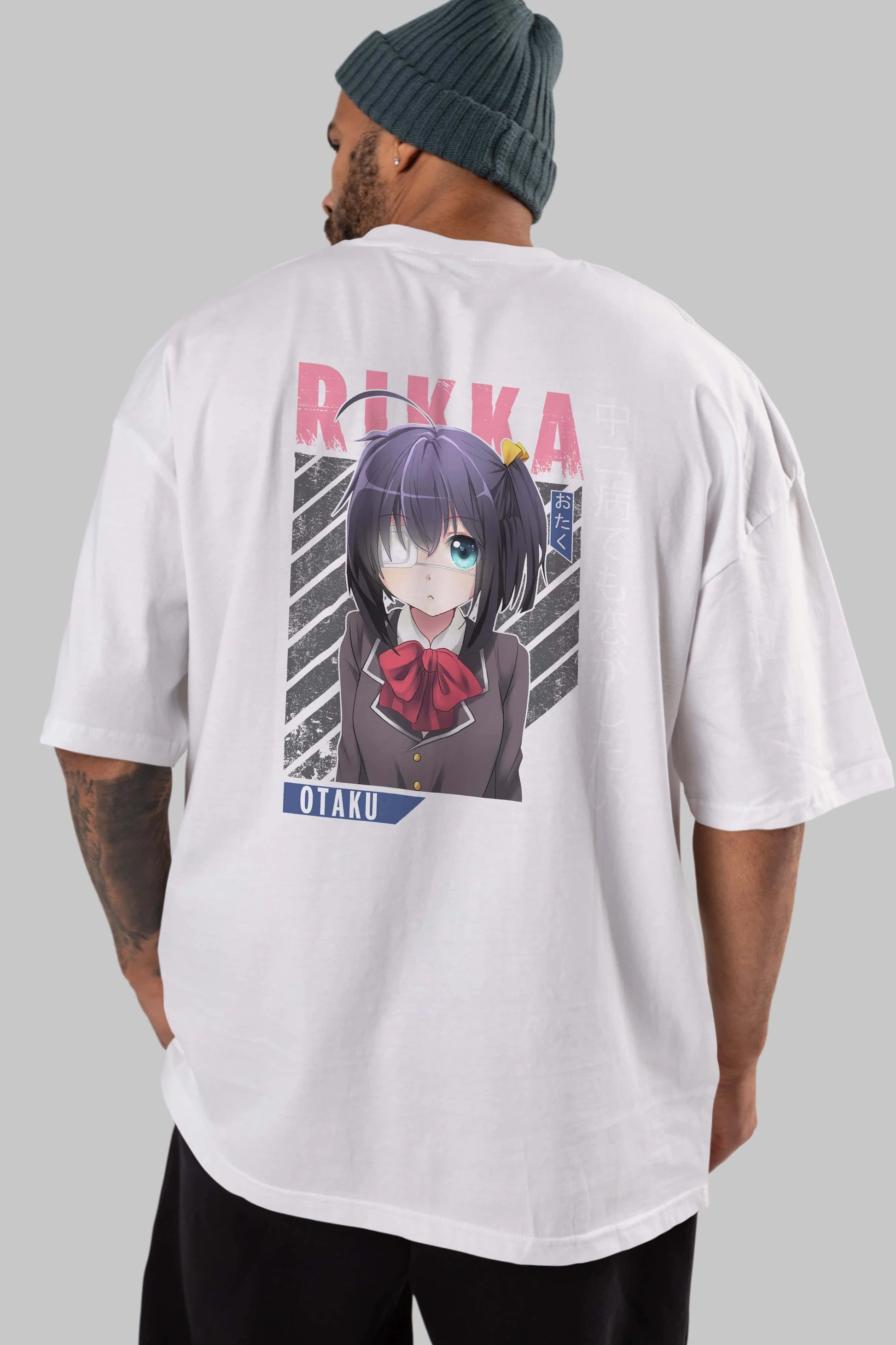 Rikka Takanashi 9 Anime Arka Baskılı Oversize t-shirt Erkek Kadın Unisex