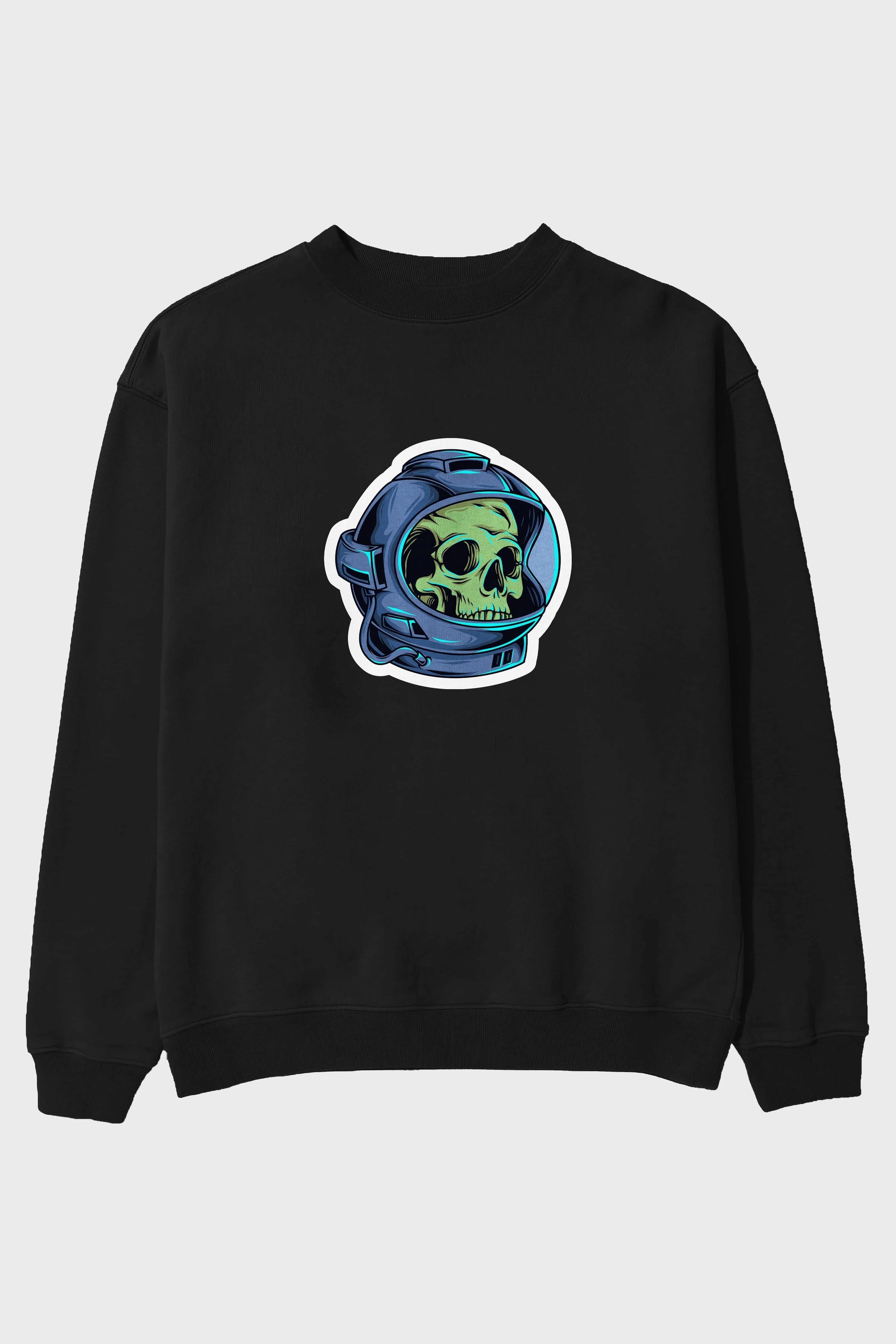 Astroskull Sticker Ön Baskılı Oversize Sweatshirt Erkek Kadın Unisex