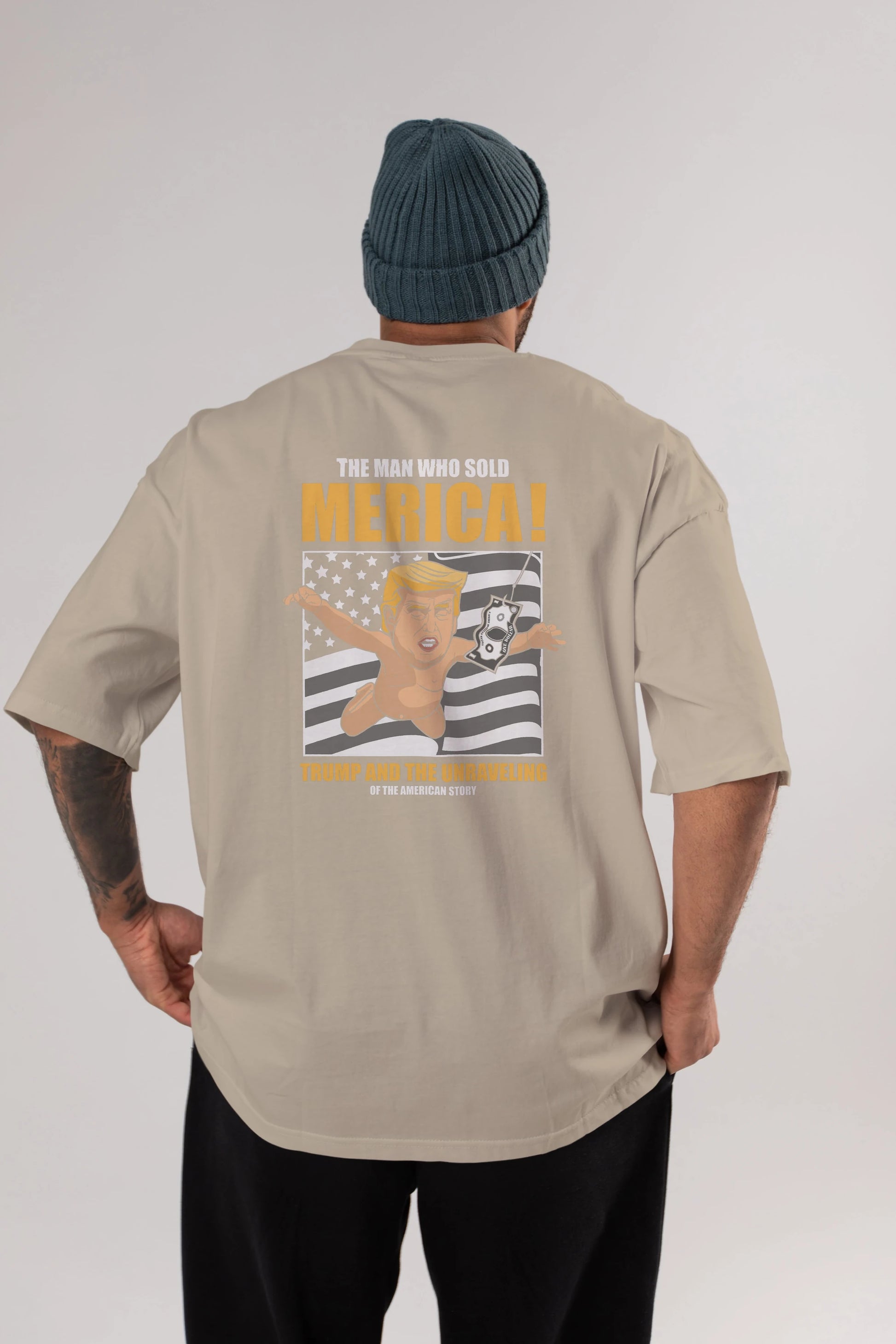 Trump Nirvana Arka Baskılı Oversize t-shirt Erkek Kadın Unisex %100 Pamuk tişort