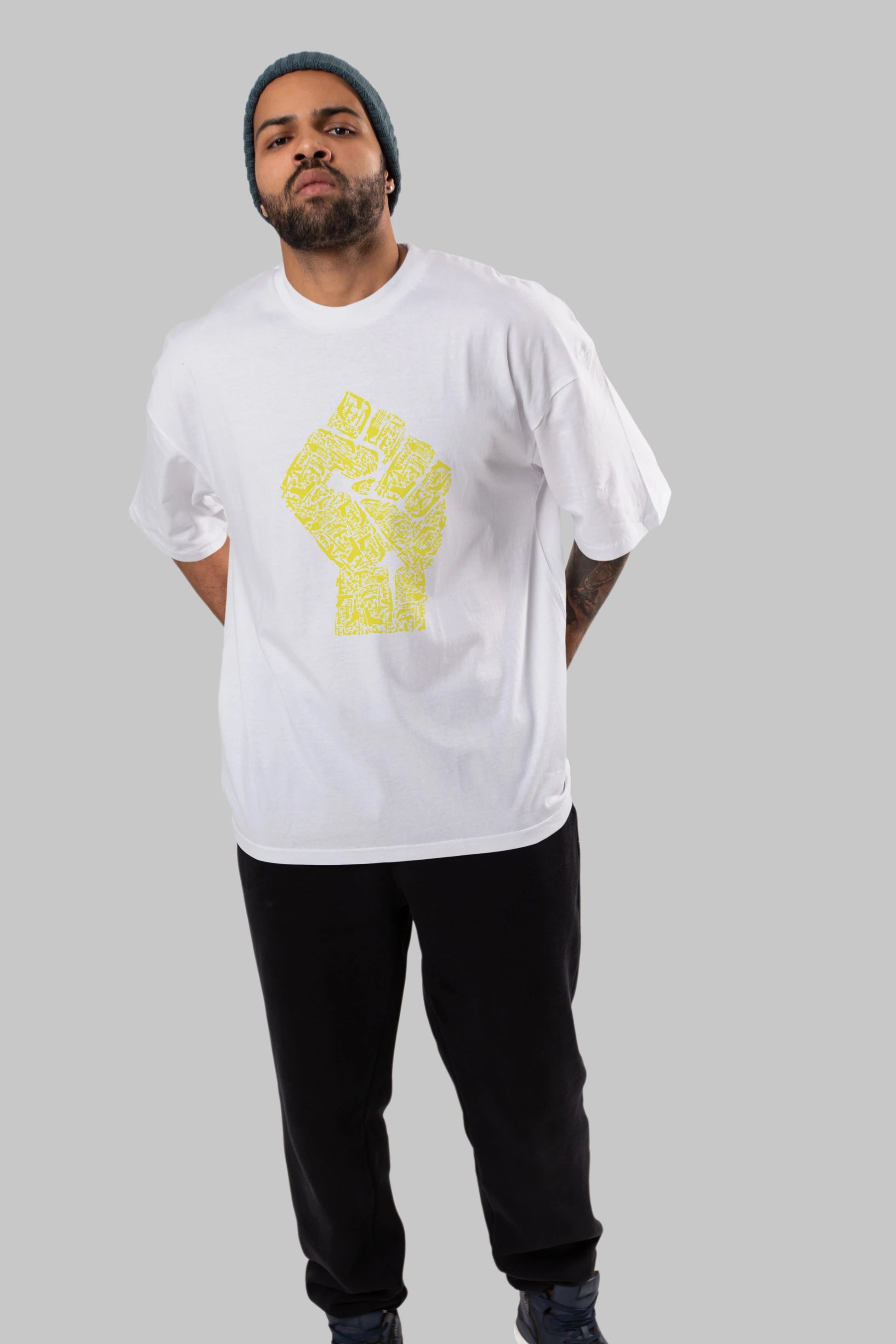 Hand Of Revolution Ön Baskılı Oversize t-shirt %100 pamuk Erkek Kadın Unisex