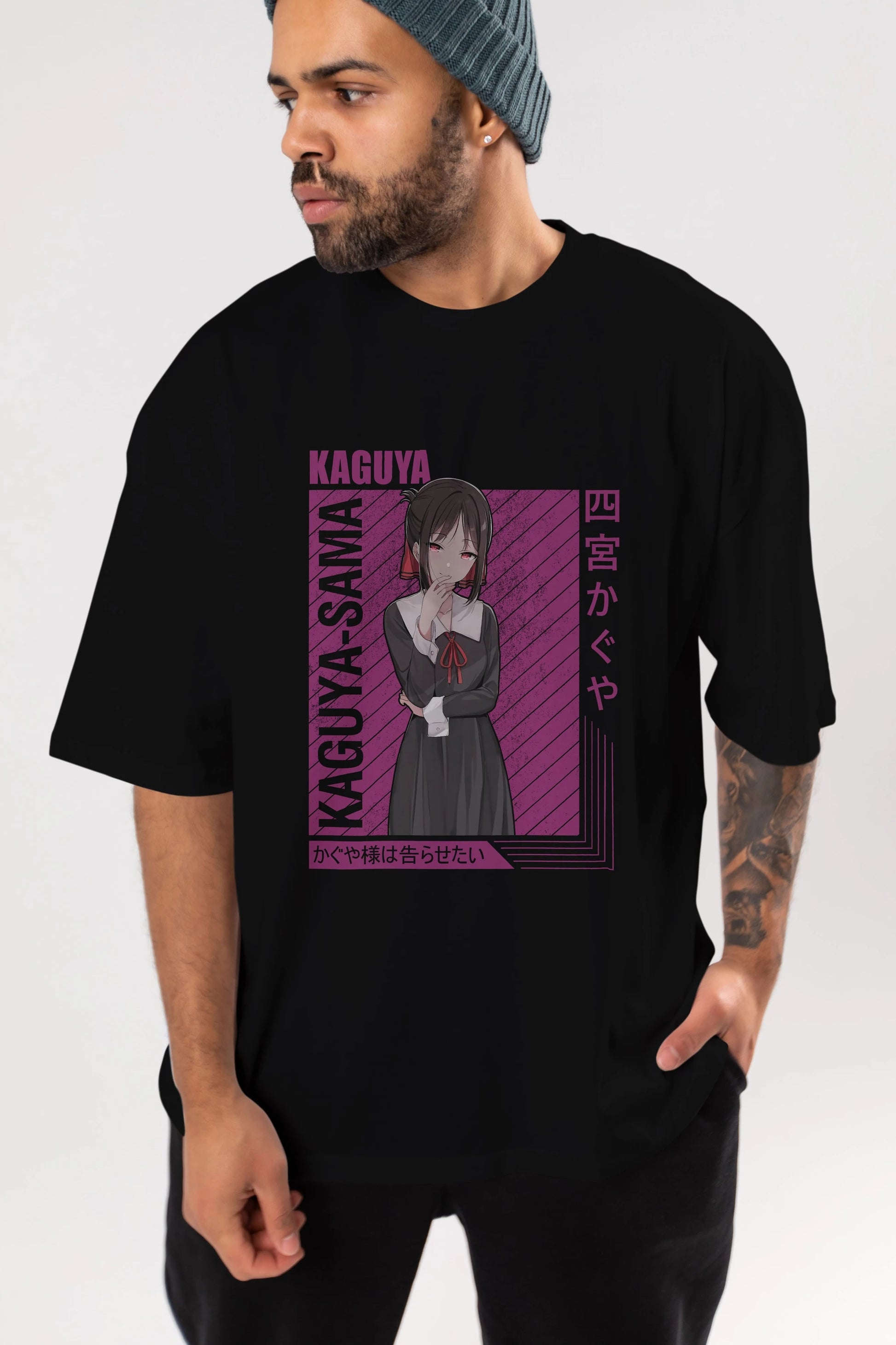 Kaguya Shinomiya 4 1 Anime Ön Baskılı Oversize t-shirt %100 pamuk Erkek Kadın Unisex