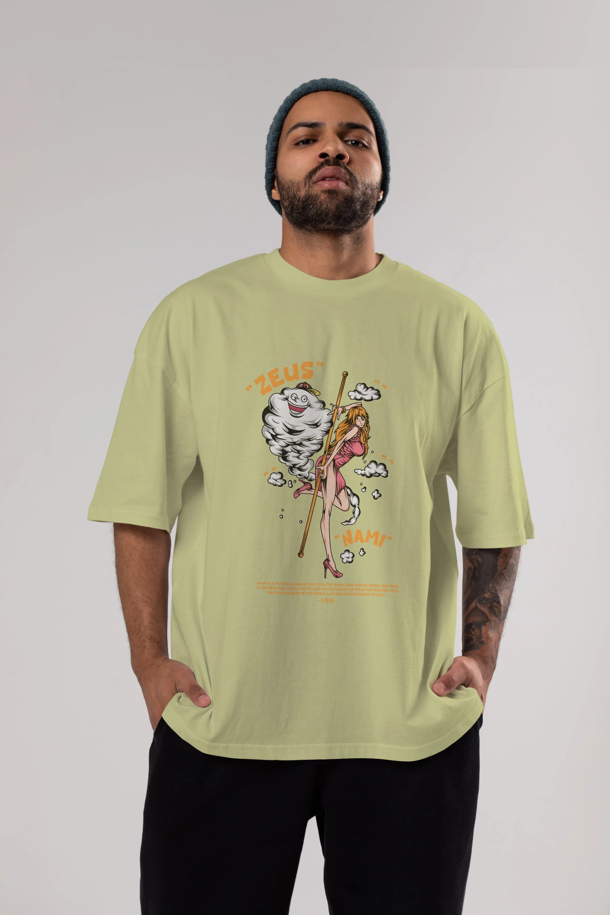Zeus Nami Anime Ön Baskılı Oversize t-shirt %100 pamuk Erkek Kadın Unisex