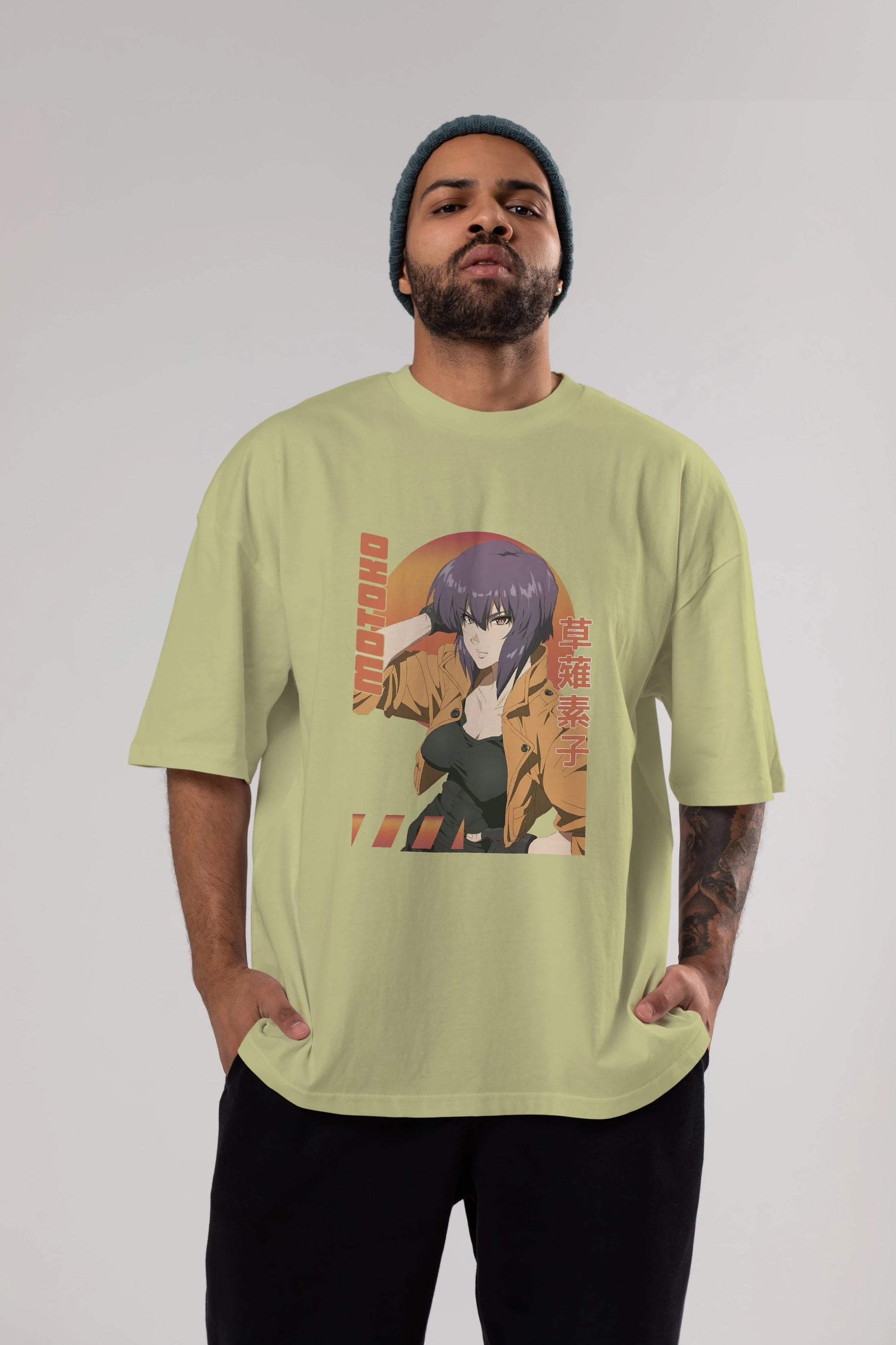 Motoko Kusanagi 9 Anime Ön Baskılı Oversize t-shirt %100 pamuk Erkek Kadın Unisex