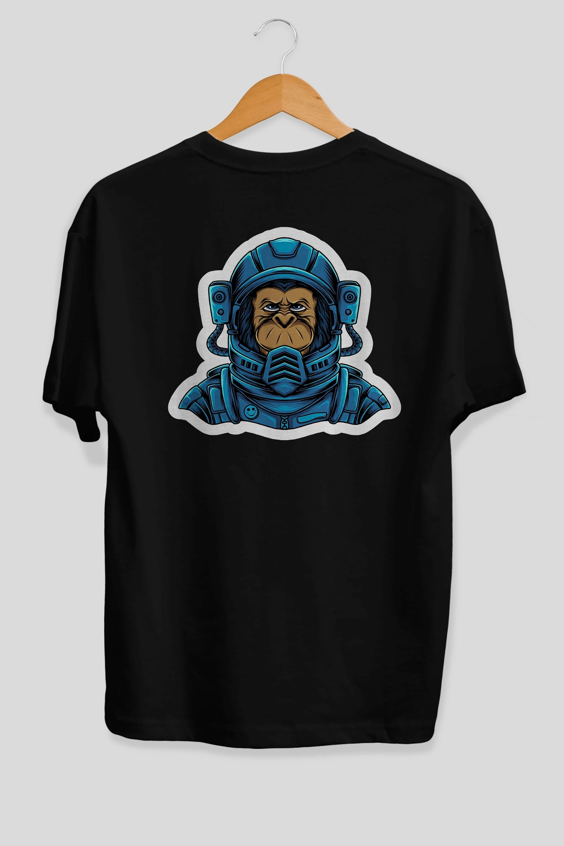 Astromonkey Sticker Arka Baskılı Oversize t-shirt Erkek Kadın Unisex