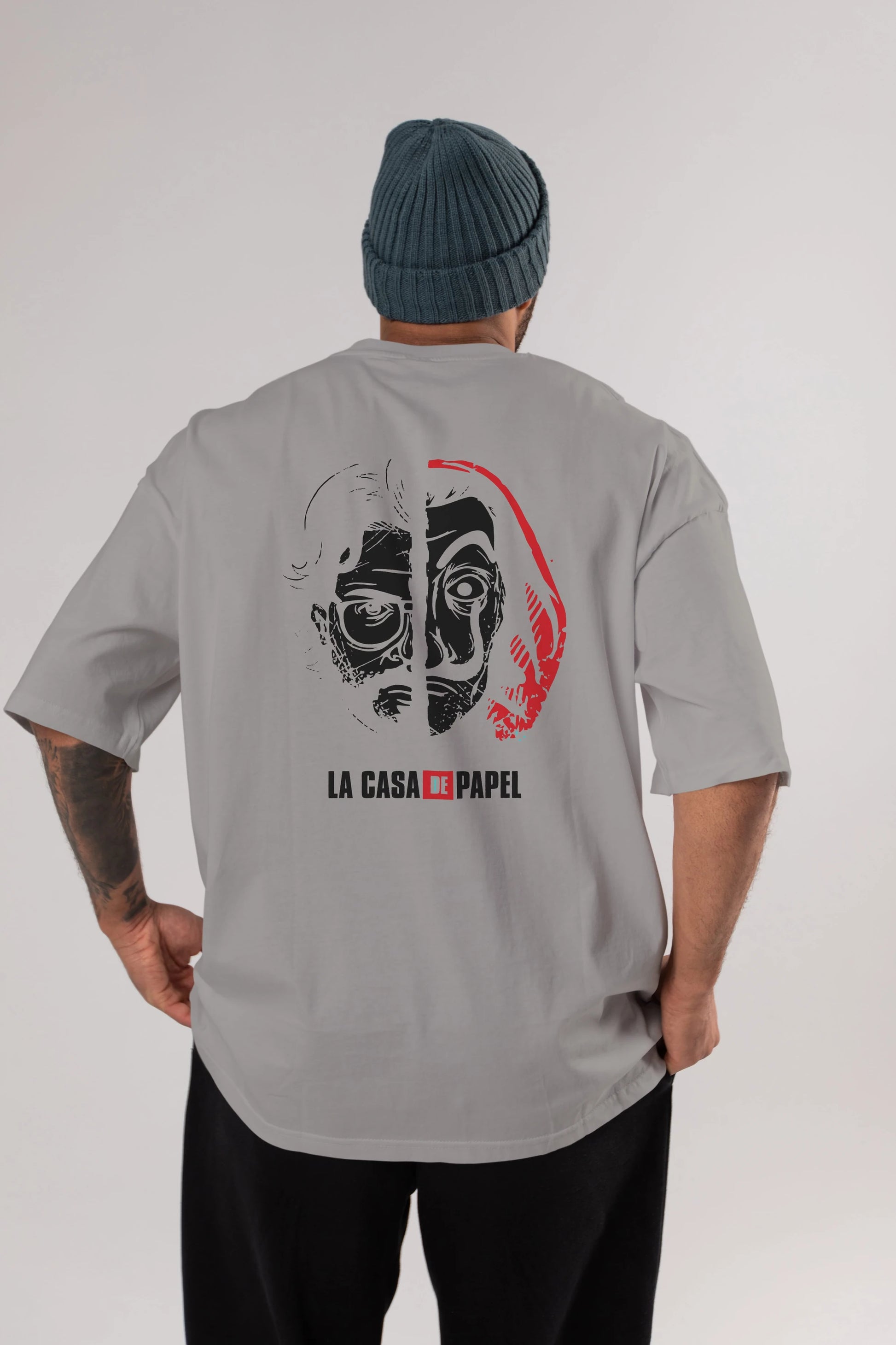 La Casa De Papel (9) Arka Baskılı Oversize t-shirt Erkek Kadın Unisex %100 Pamuk Bisiklet Yaka tişort