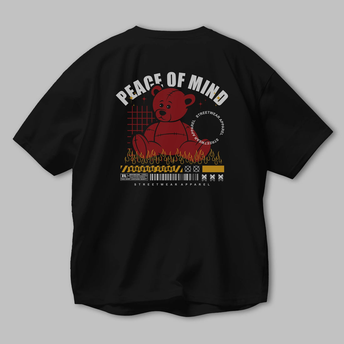 Teddy Bear Peace of Mind Arka Baskılı Oversize t-shirt Erkek Kadın Unisex
