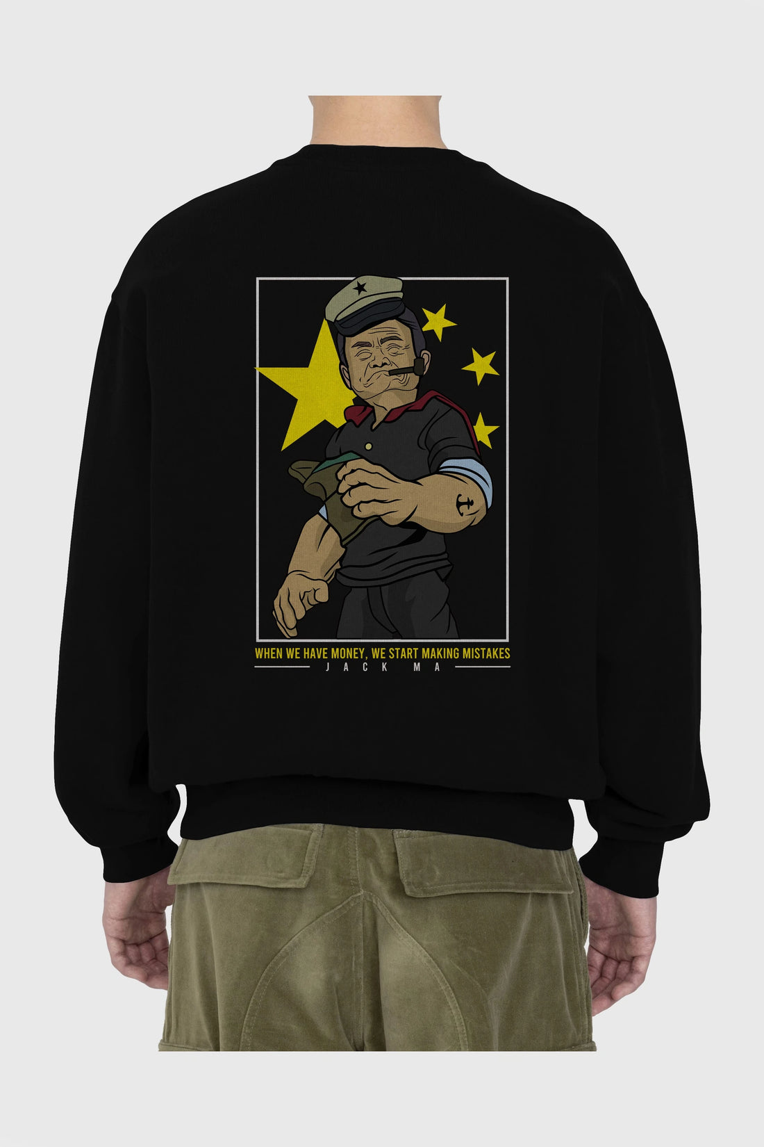Popeye Jack Ma Arka Baskılı Oversize Sweatshirt Erkek Kadın Unisex