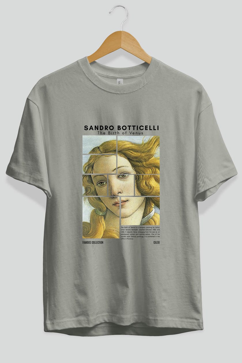 Sandro Botticelli ön Baskılı Oversize t-shirt Erkek Kadın Bisiklet Yaka Pamuk tişort