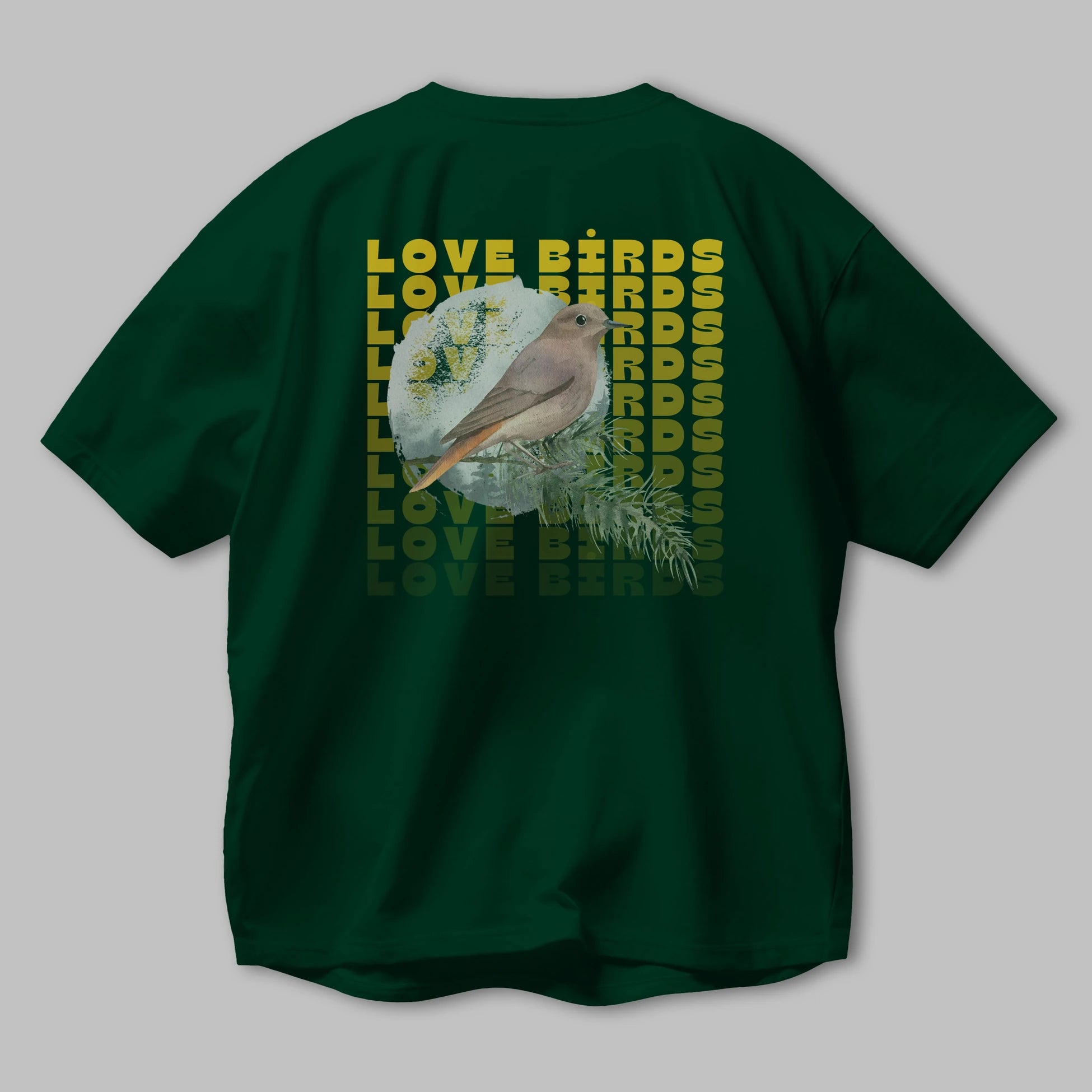 Love Birds Yazılı Arka Baskılı Oversize t-shirt Erkek Kadın Unisex
