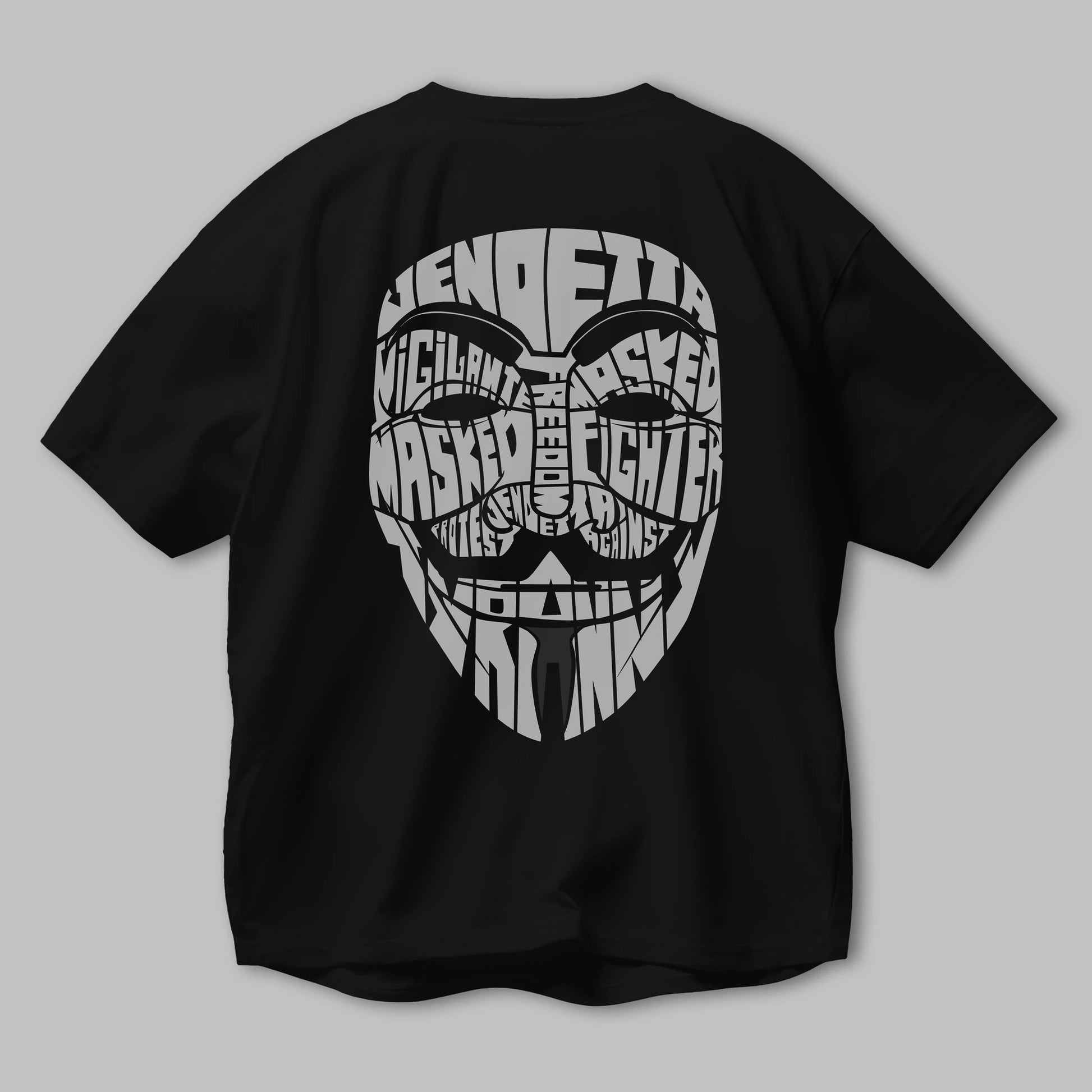 Vendetta Arka Baskılı Oversize t-shirt %100 pamuk Erkek Kadın Unisex