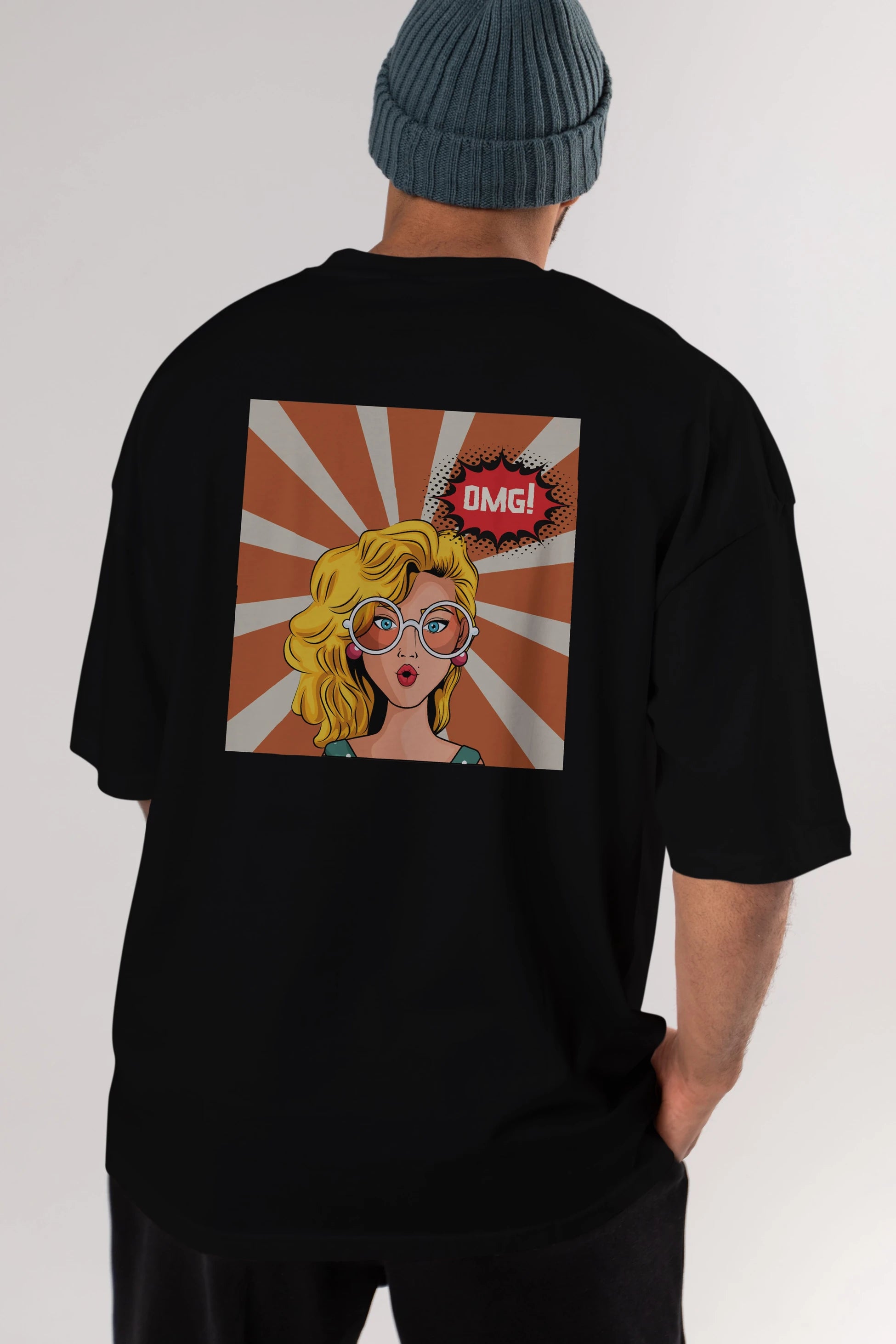 OMG Yazılı Retro Arka Baskılı Oversize t-shirt Erkek Kadın Unisex
