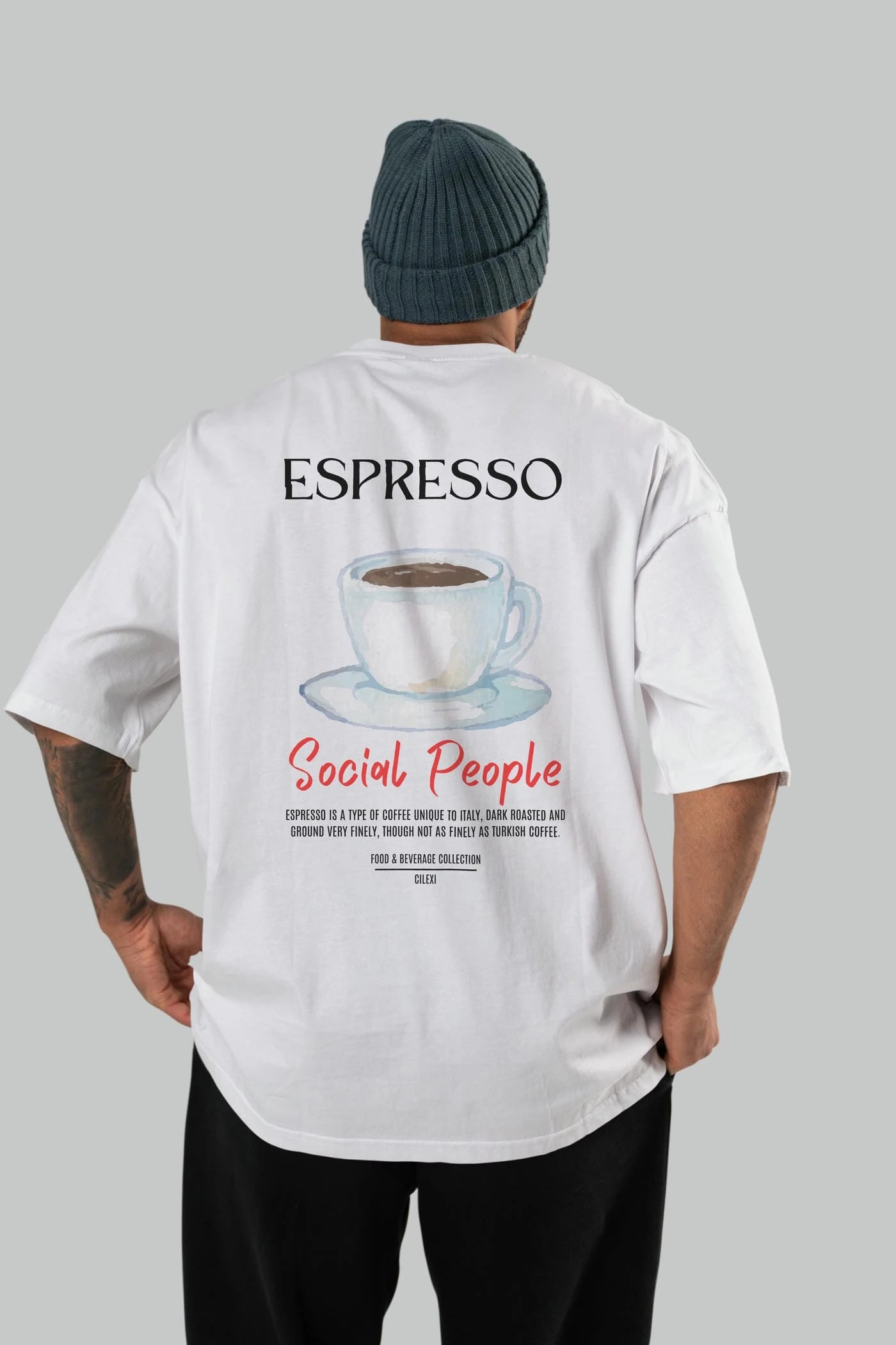 Espresso Kokteyl Serisi Baskılı Oversize t-shirt Erkek Kadın Unisex %100 Pamuk Bisiklet Yaka tişort