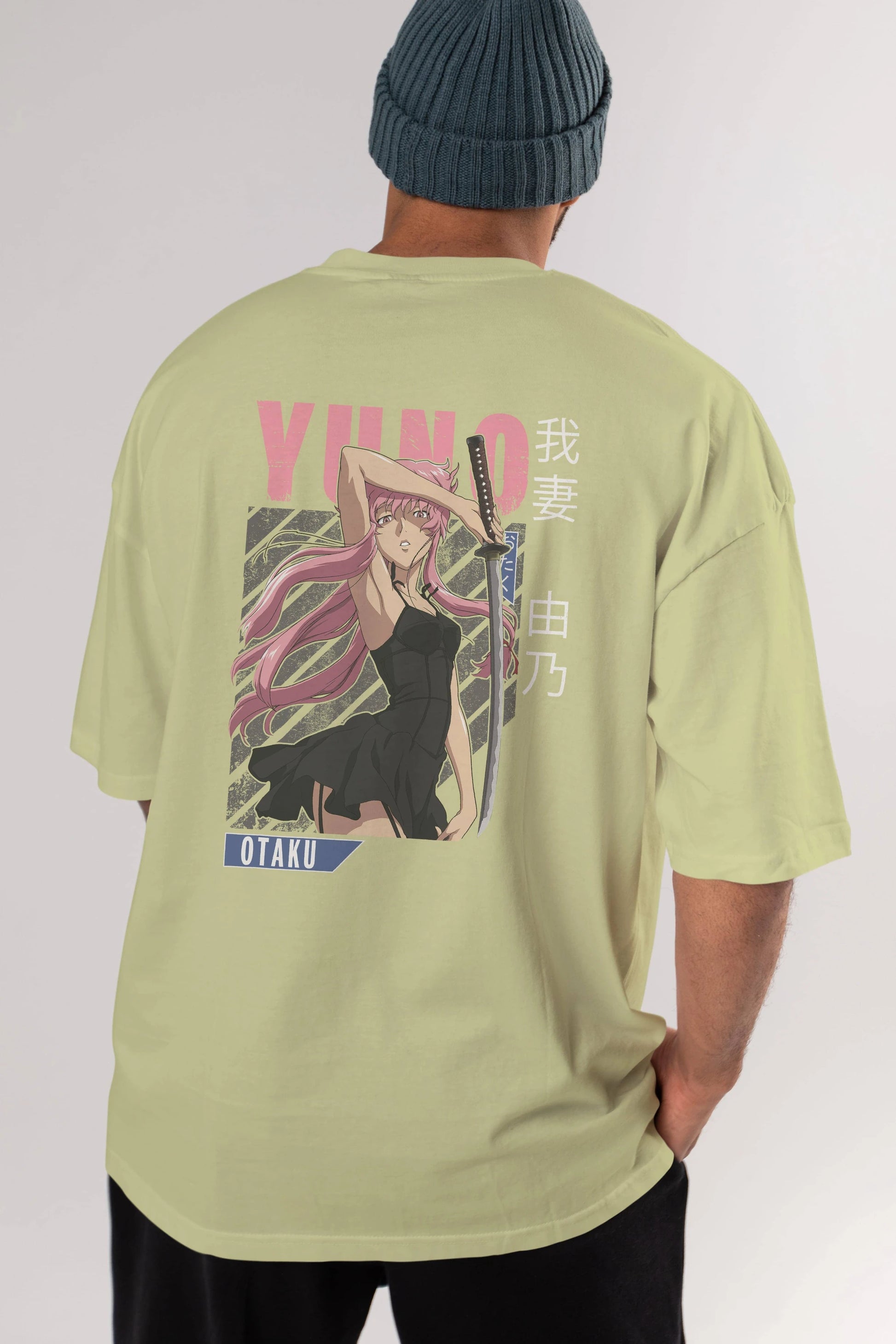 Yuno Gasai 5 Anime Arka Baskılı Oversize t-shirt Erkek Kadın Unisex